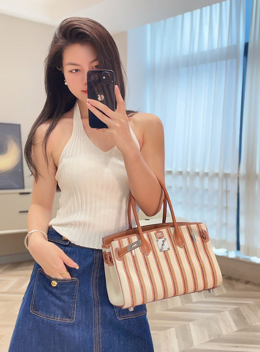 Hermes Birkin Shoulder 29 in Gold Calfskin Écru/Beige/Fauve/Rose Pop/Noir Embroidery Canvas Bag