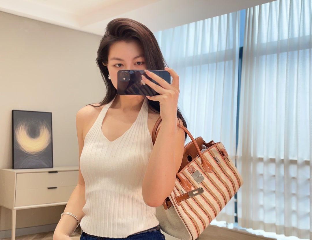 Hermes Birkin Shoulder 29 in Gold Calfskin Écru/Beige/Fauve/Rose Pop/Noir Embroidery Canvas Bag