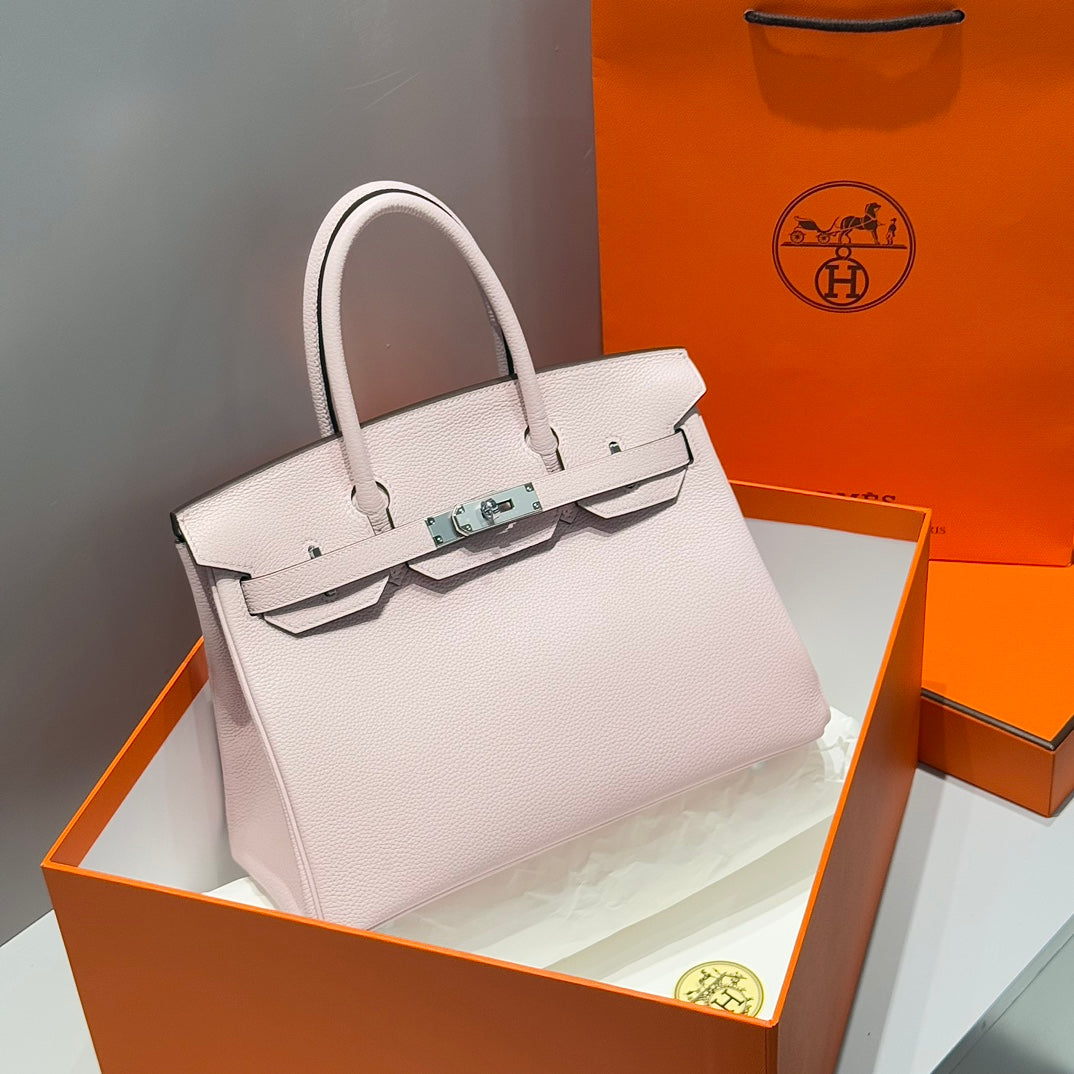 Hermes 25S Birkin 30 in Pink Baby Calfskin Silver Hardware Bag