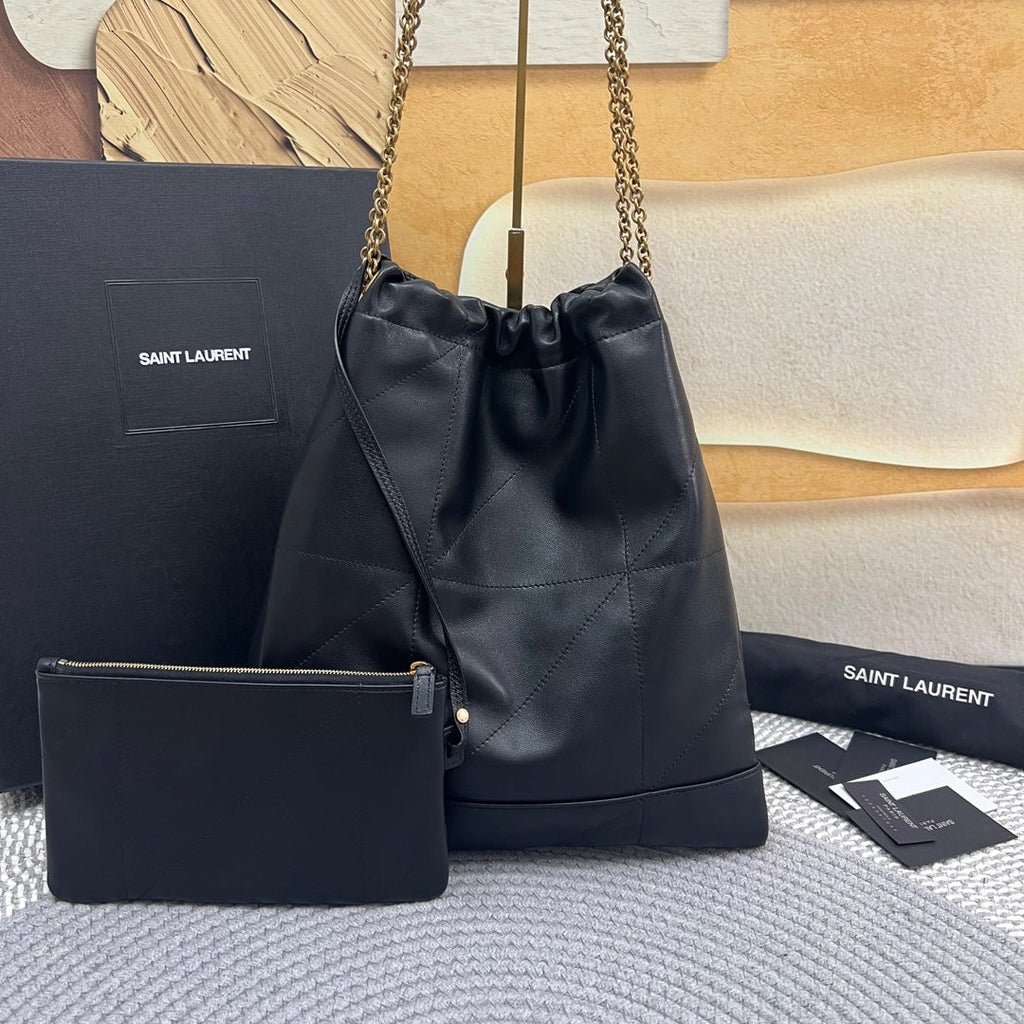 Saint Laurent Jamie Pochon 38 in Black Lambskin Gold Hardware Bag