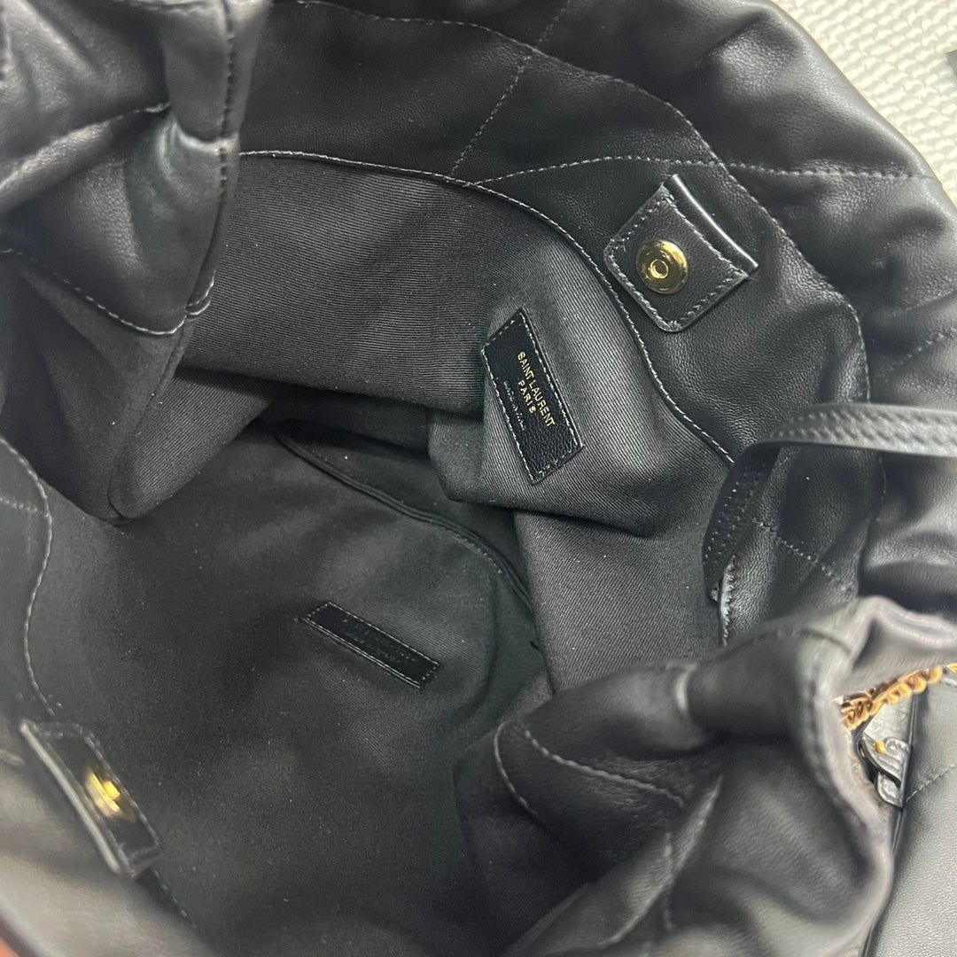 Saint Laurent Jamie Pochon 38 in Black Lambskin Gold Hardware Bag