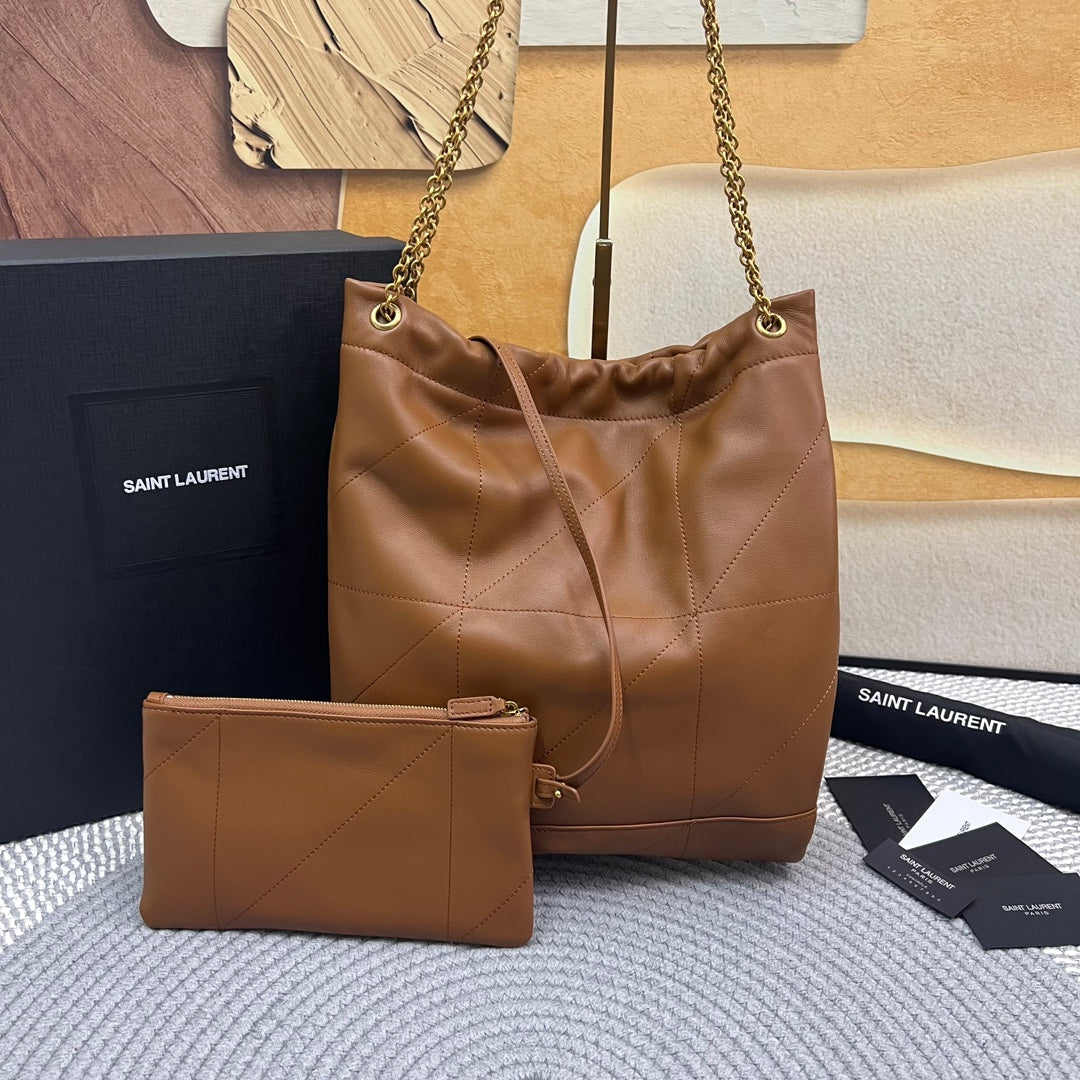Saint Laurent Jamie Pochon 33 in Bronze Brown Lambskin Gold Hardware Bag