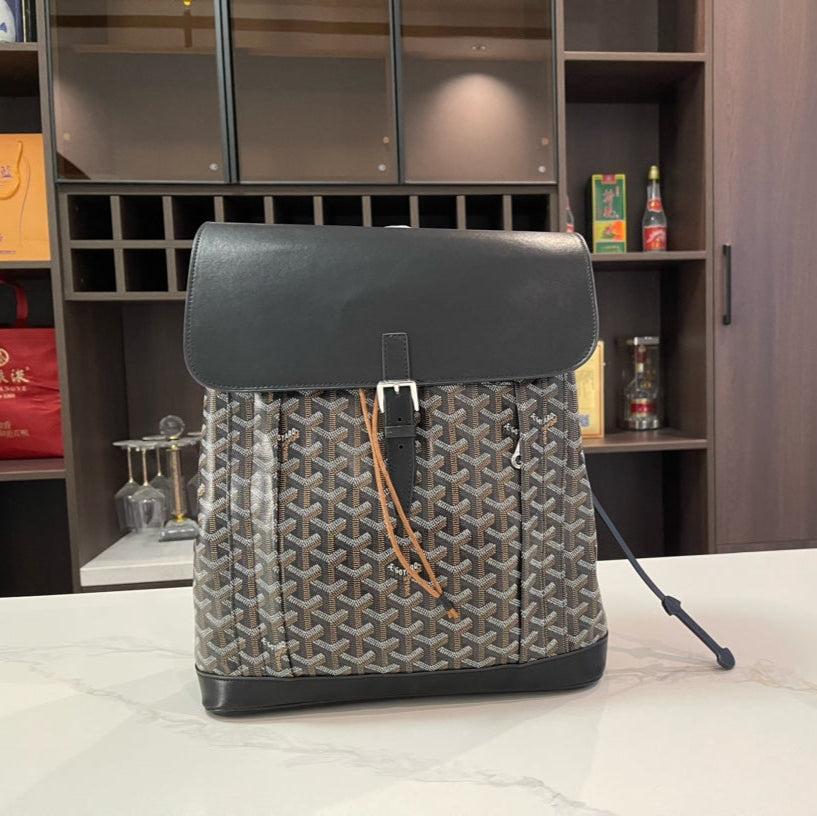 Goyard Alpin Backpack 37 in Black Lambskin and Goyardine Canvas