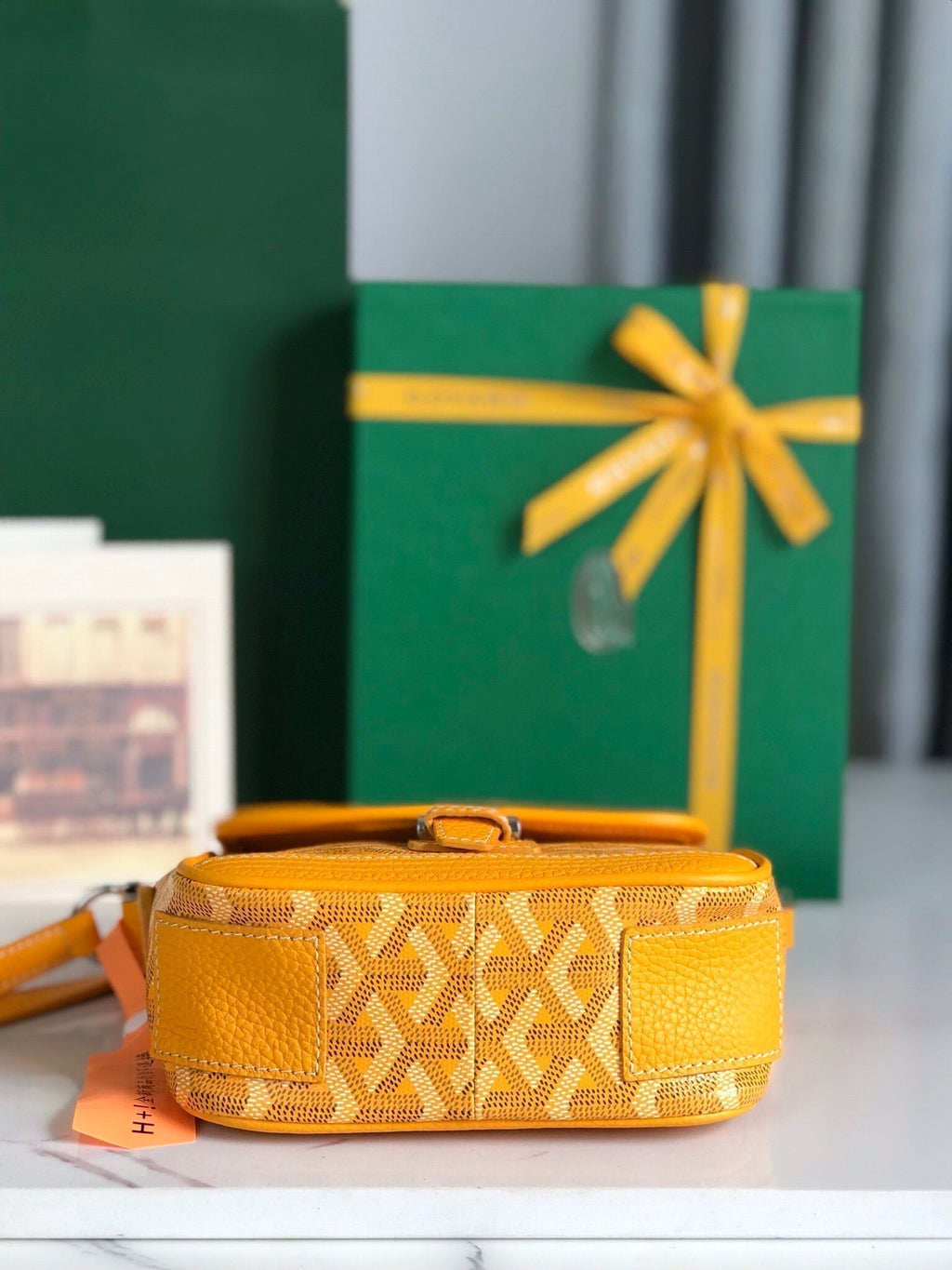 Goyard Grand Bleu 16 in Yellow Goyardine Canvas and Lambskin Bag