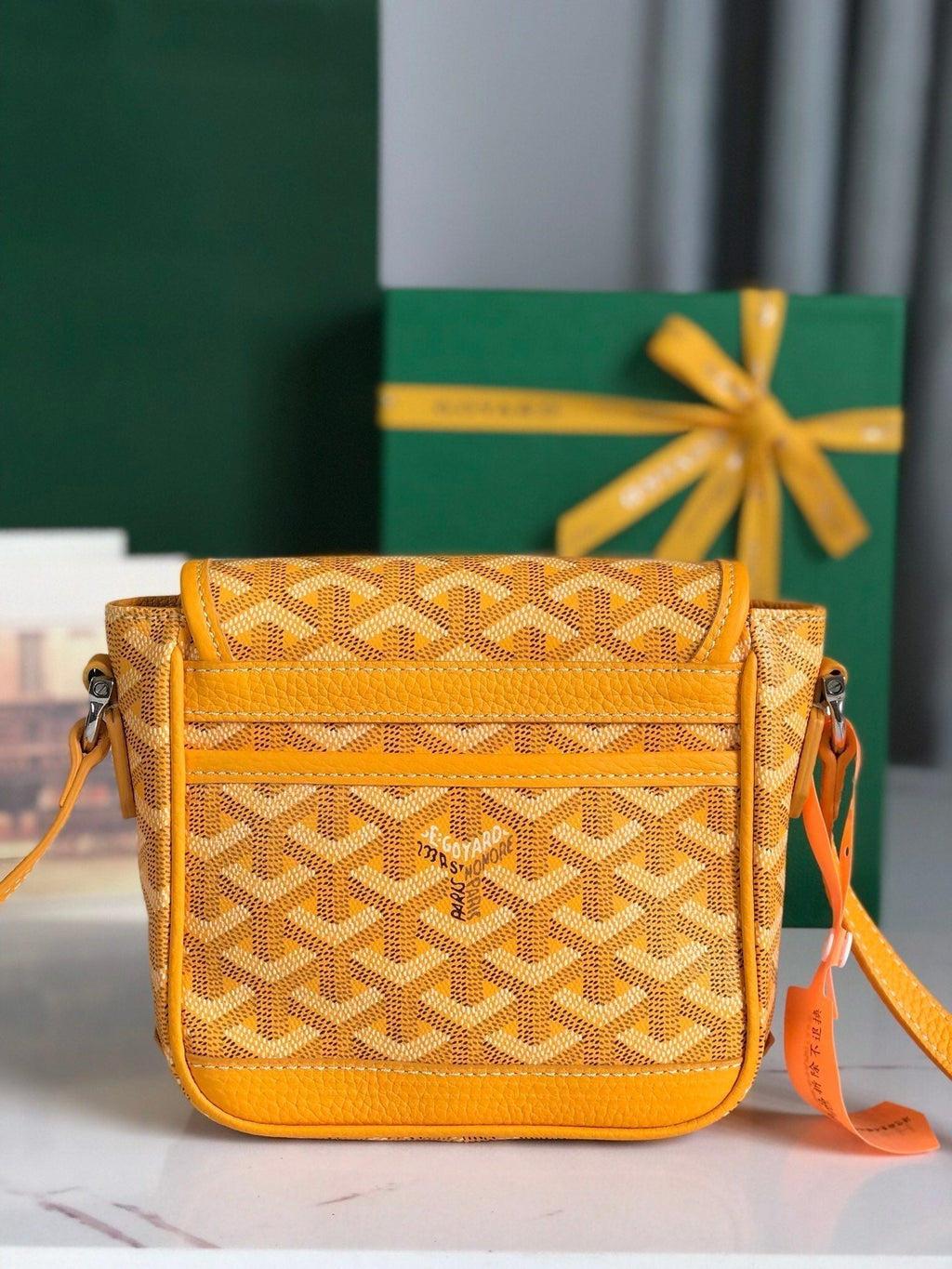Goyard Grand Bleu 16 in Yellow Goyardine Canvas and Lambskin Bag