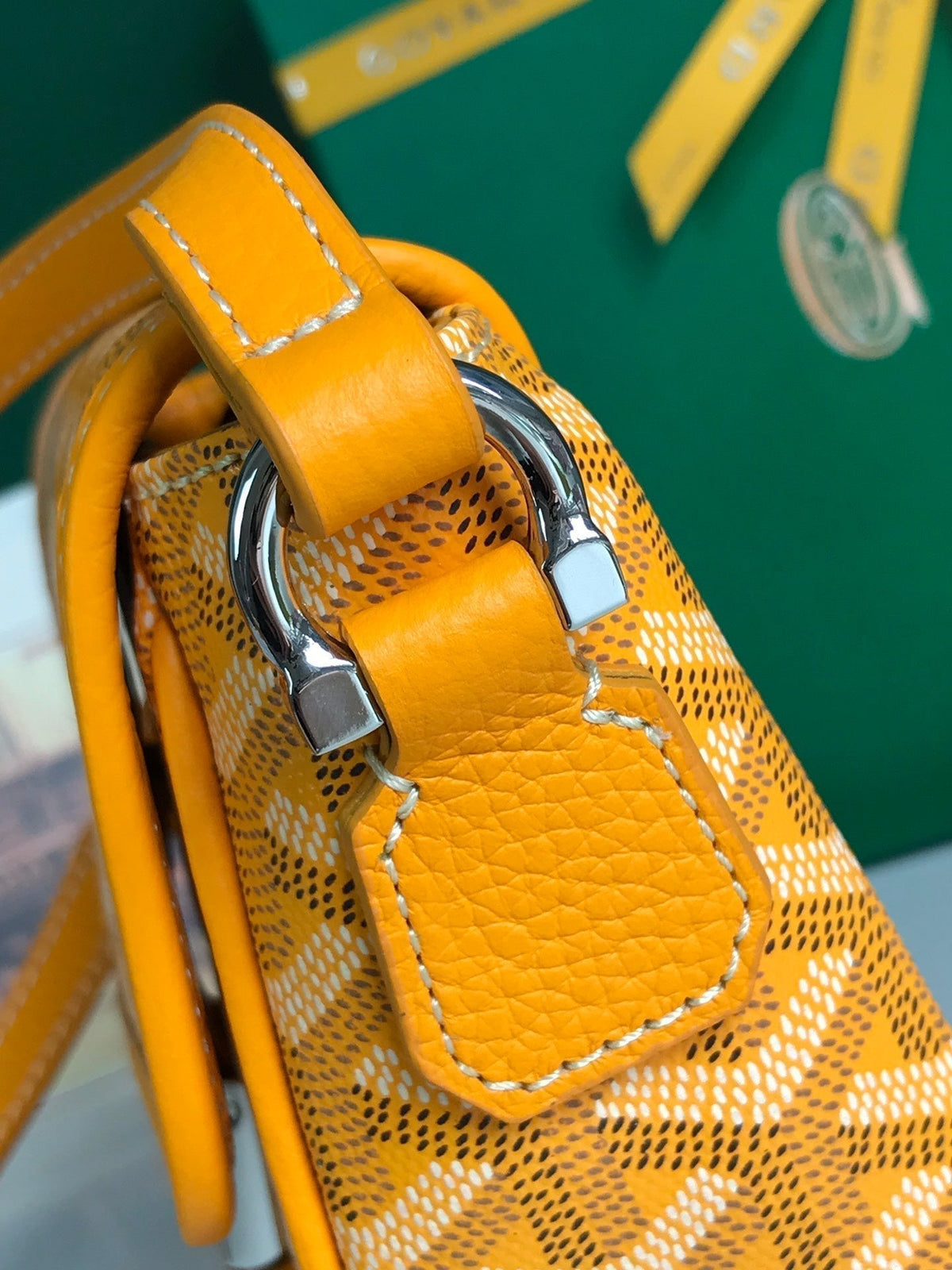 Goyard Grand Bleu 16 in Yellow Goyardine Canvas and Lambskin Bag