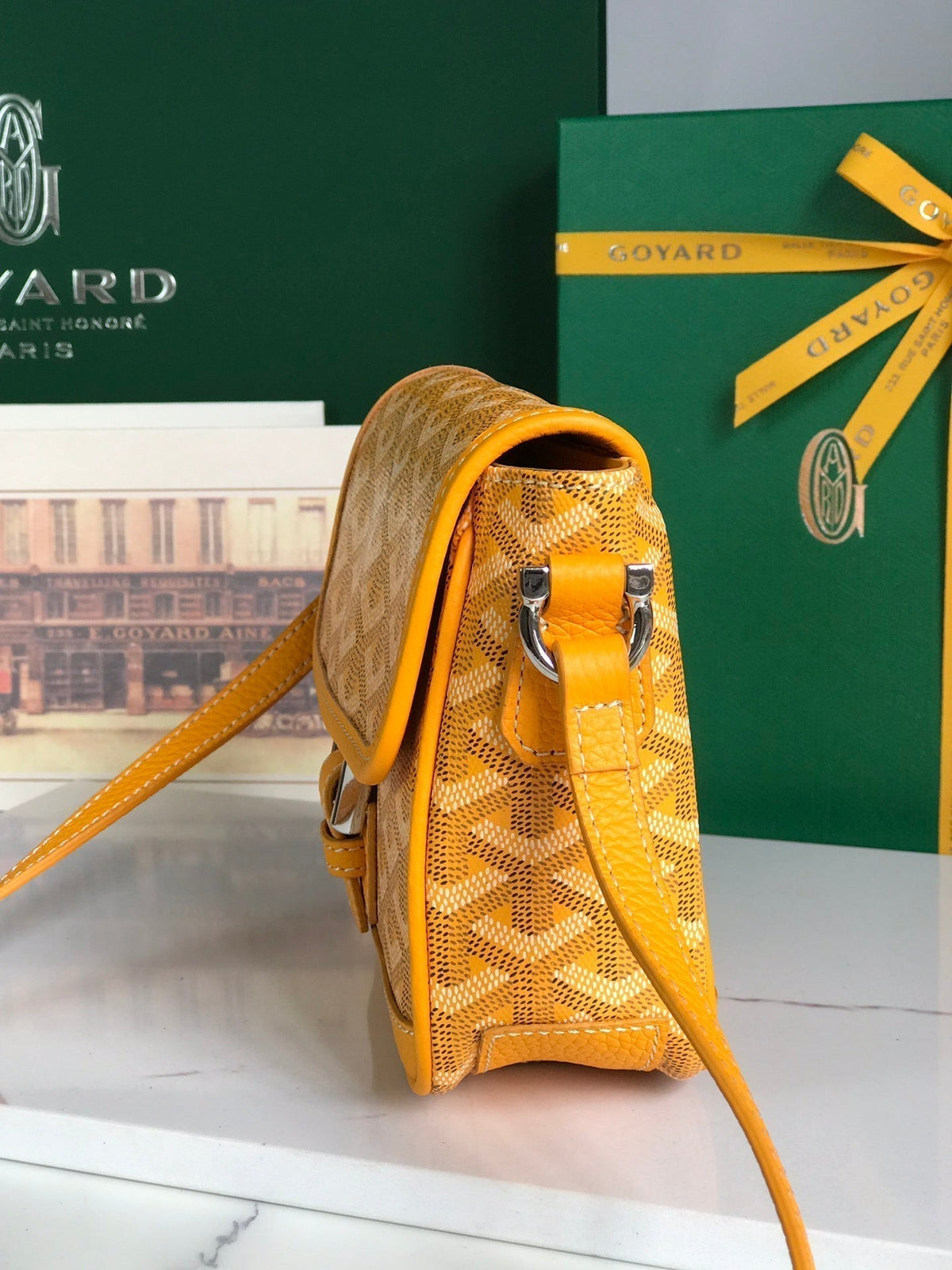 Goyard Grand Bleu 16 in Yellow Goyardine Canvas and Lambskin Bag