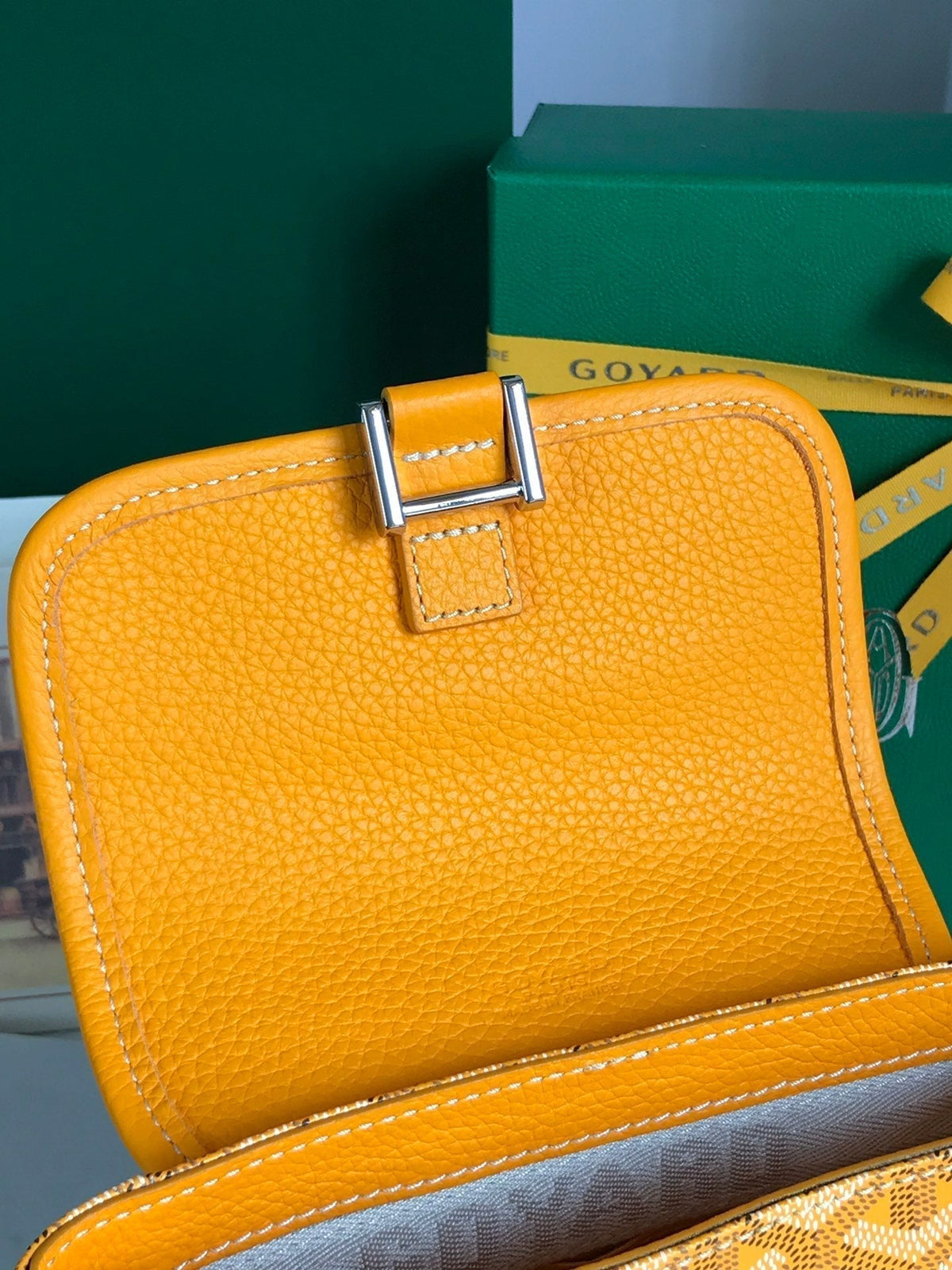 Goyard Grand Bleu 16 in Yellow Goyardine Canvas and Lambskin Bag