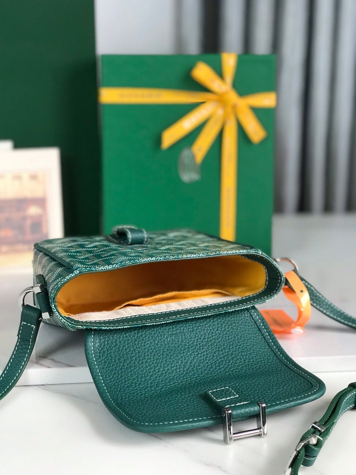 Goyard Grand Bleu 16 in Green Goyardine Canvas and Lambskin Bag