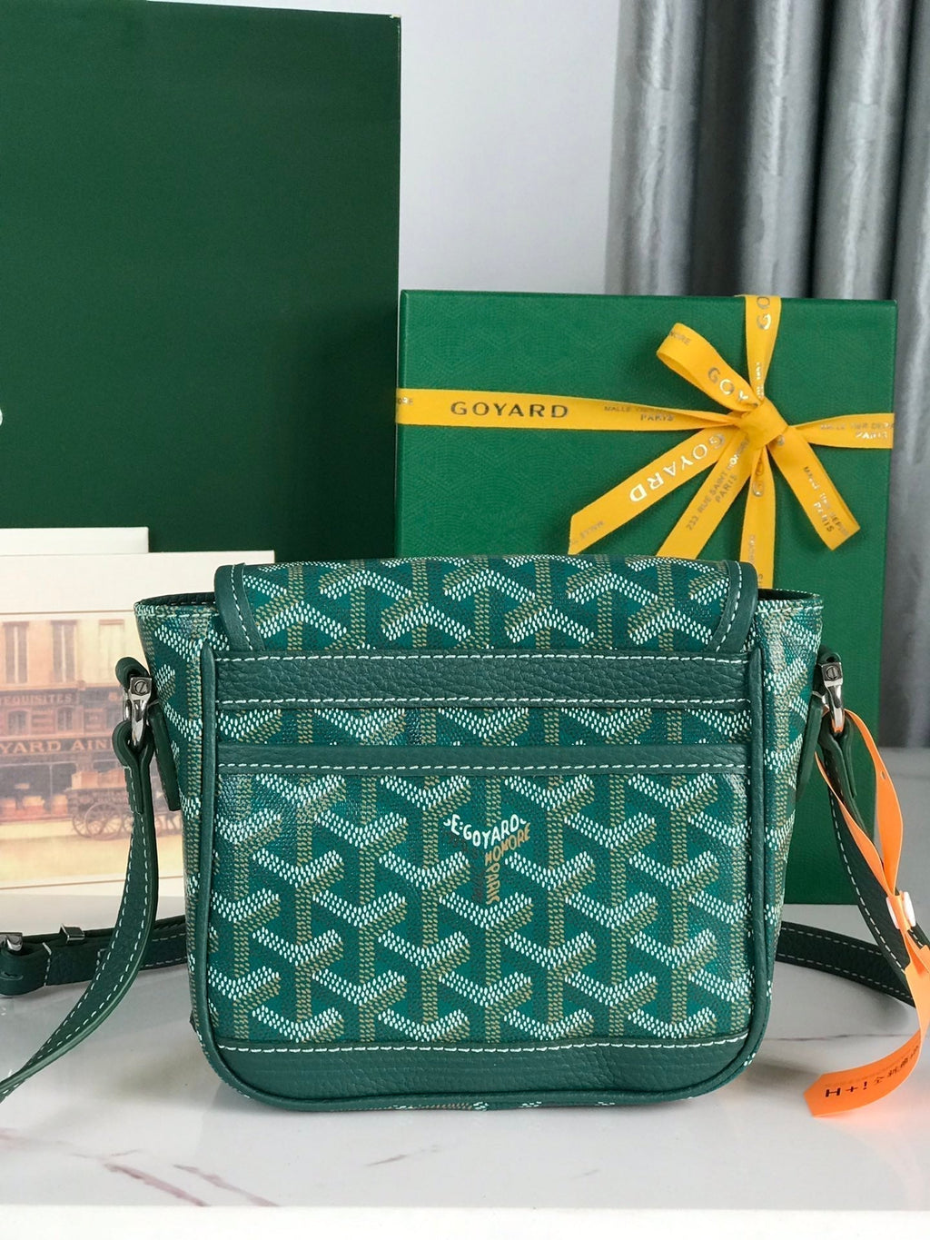 Goyard Grand Bleu 16 in Green Goyardine Canvas and Lambskin Bag