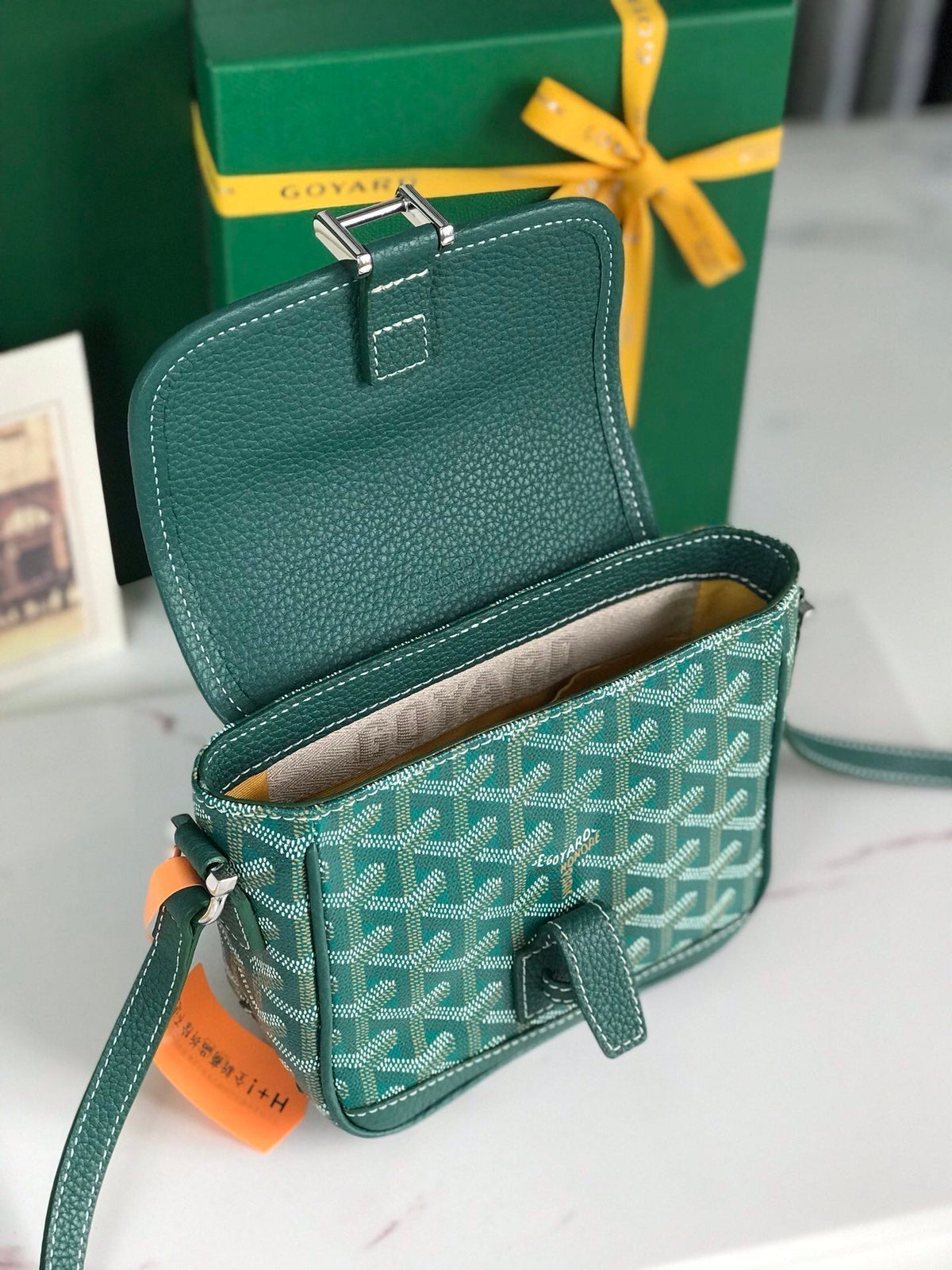 Goyard Grand Bleu 16 in Green Goyardine Canvas and Lambskin Bag