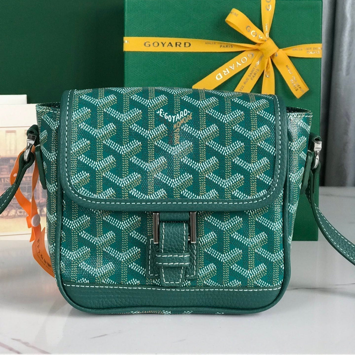 Goyard Grand Bleu 16 in Green Goyardine Canvas and Lambskin Bag