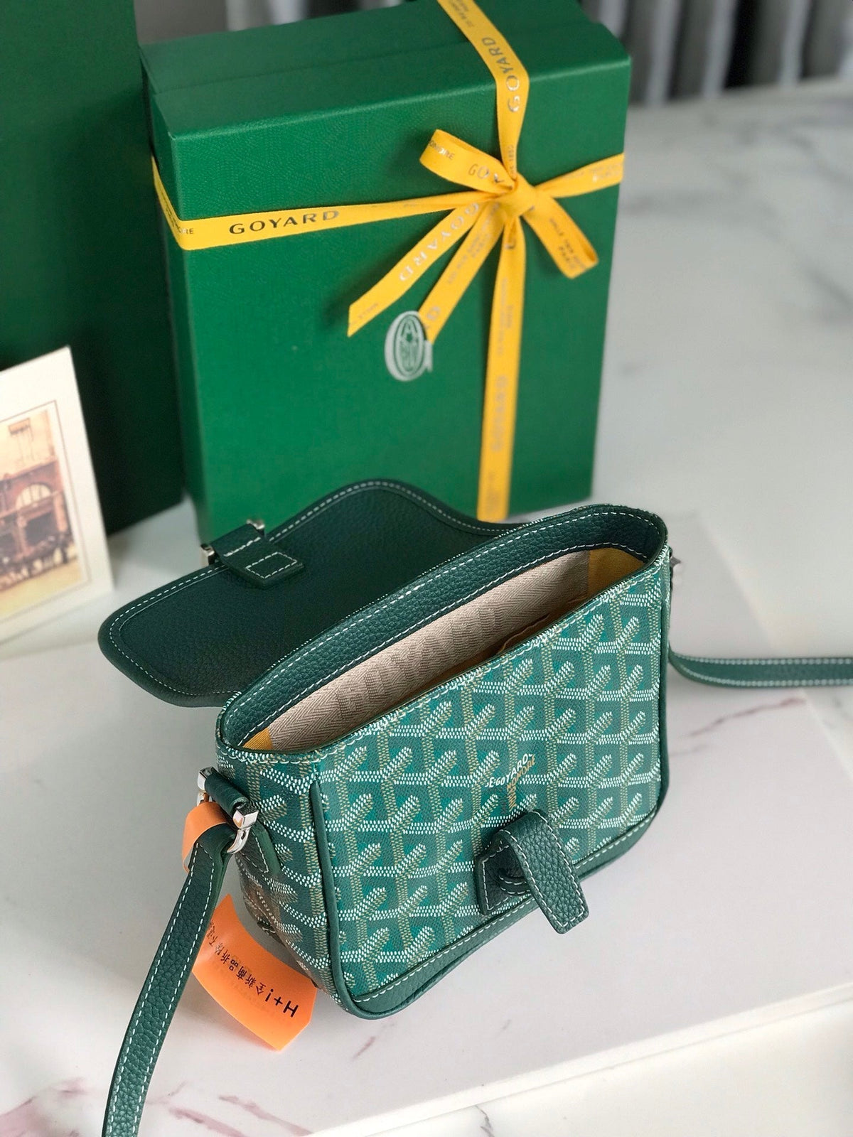 Goyard Grand Bleu 16 in Green Goyardine Canvas and Lambskin Bag