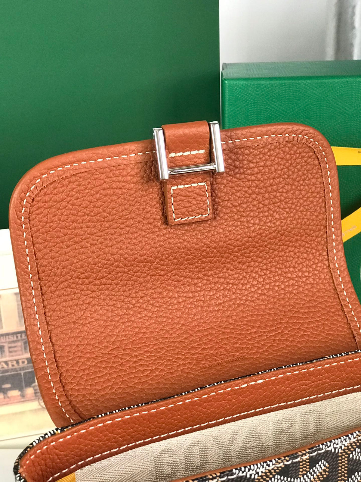 Goyard Grand Bleu 16 in Black Goyardine Canvas and Tan Lambskin Bag