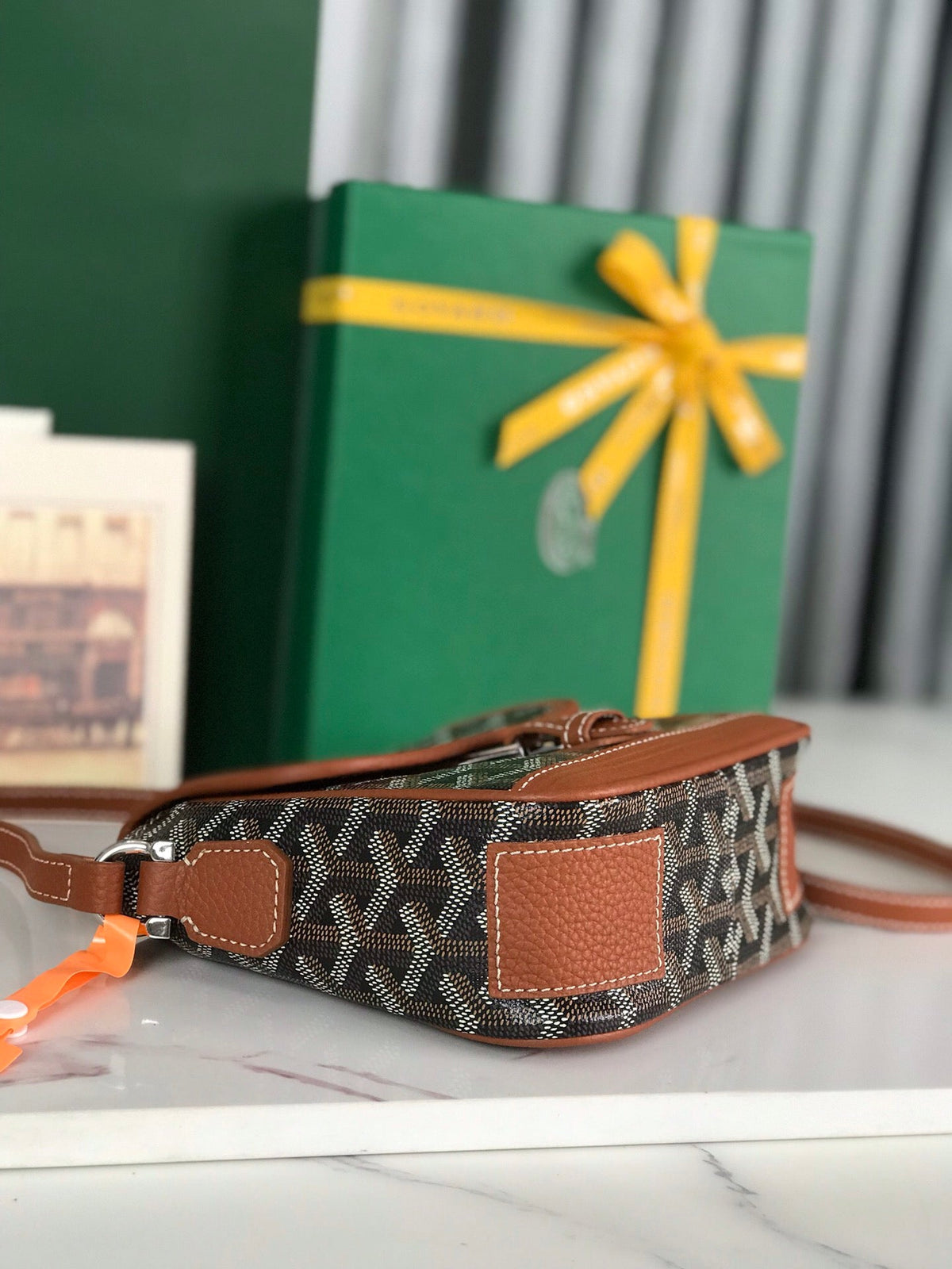 Goyard Grand Bleu 16 in Black Goyardine Canvas and Tan Lambskin Bag