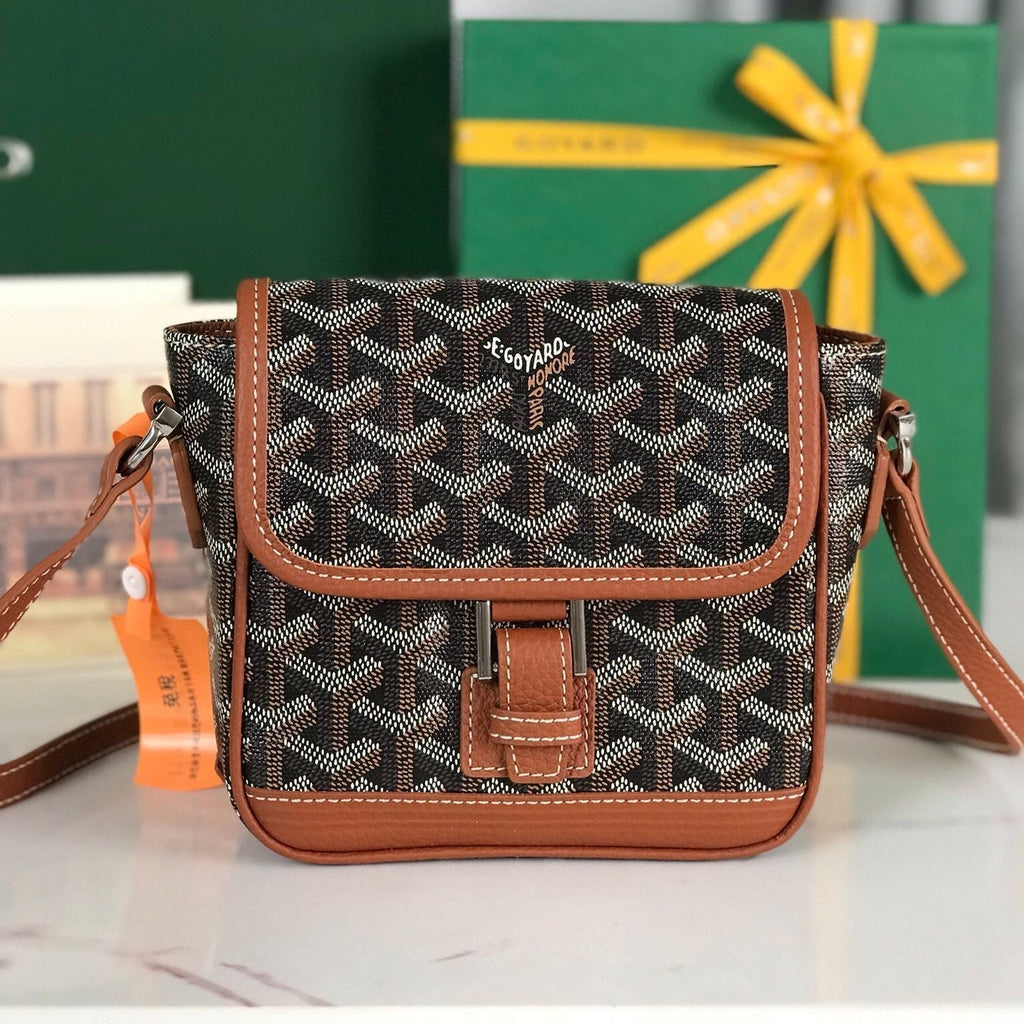 Goyard Grand Bleu 16 in Black Goyardine Canvas and Tan Lambskin Bag