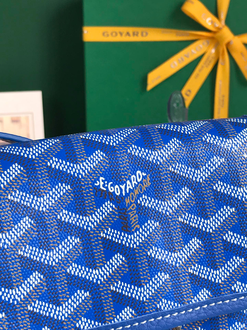 Goyard Grand Bleu 16 in Sapphire Blue Goyardine Canvas and Lambskin Bag