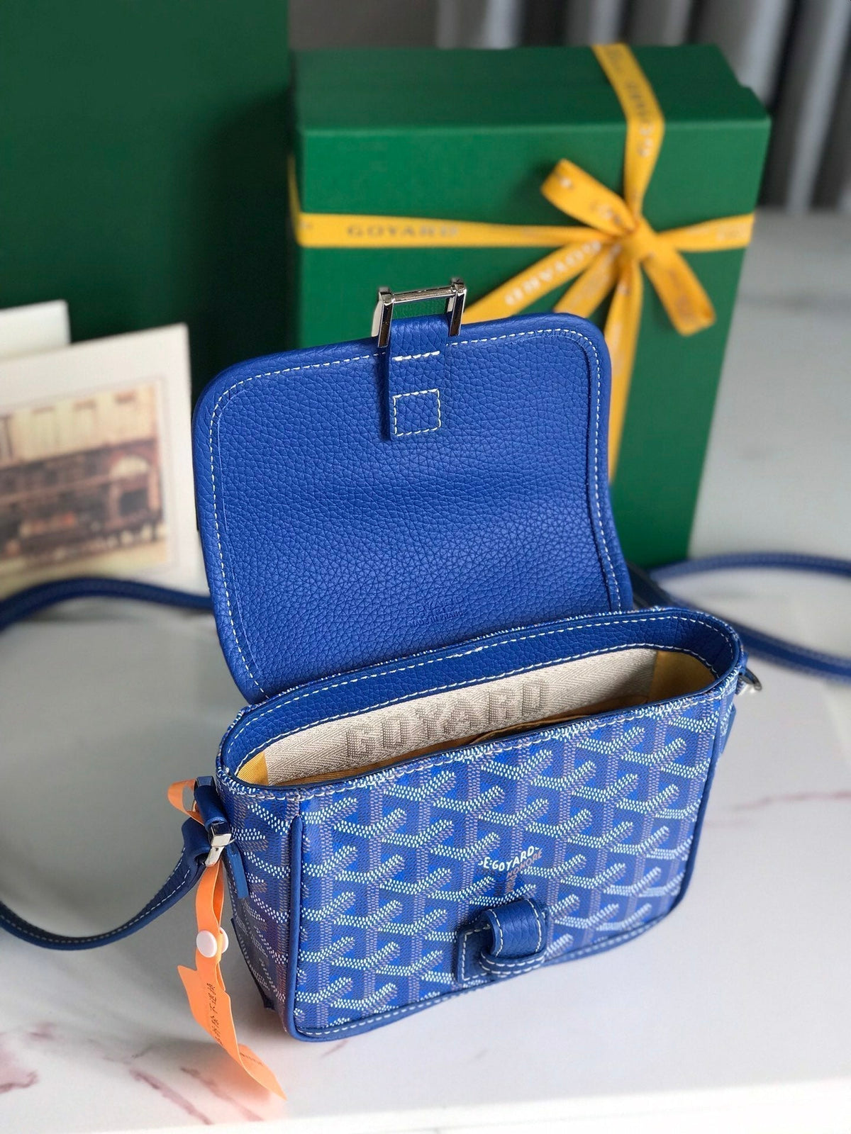 Goyard Grand Bleu 16 in Sapphire Blue Goyardine Canvas and Lambskin Bag