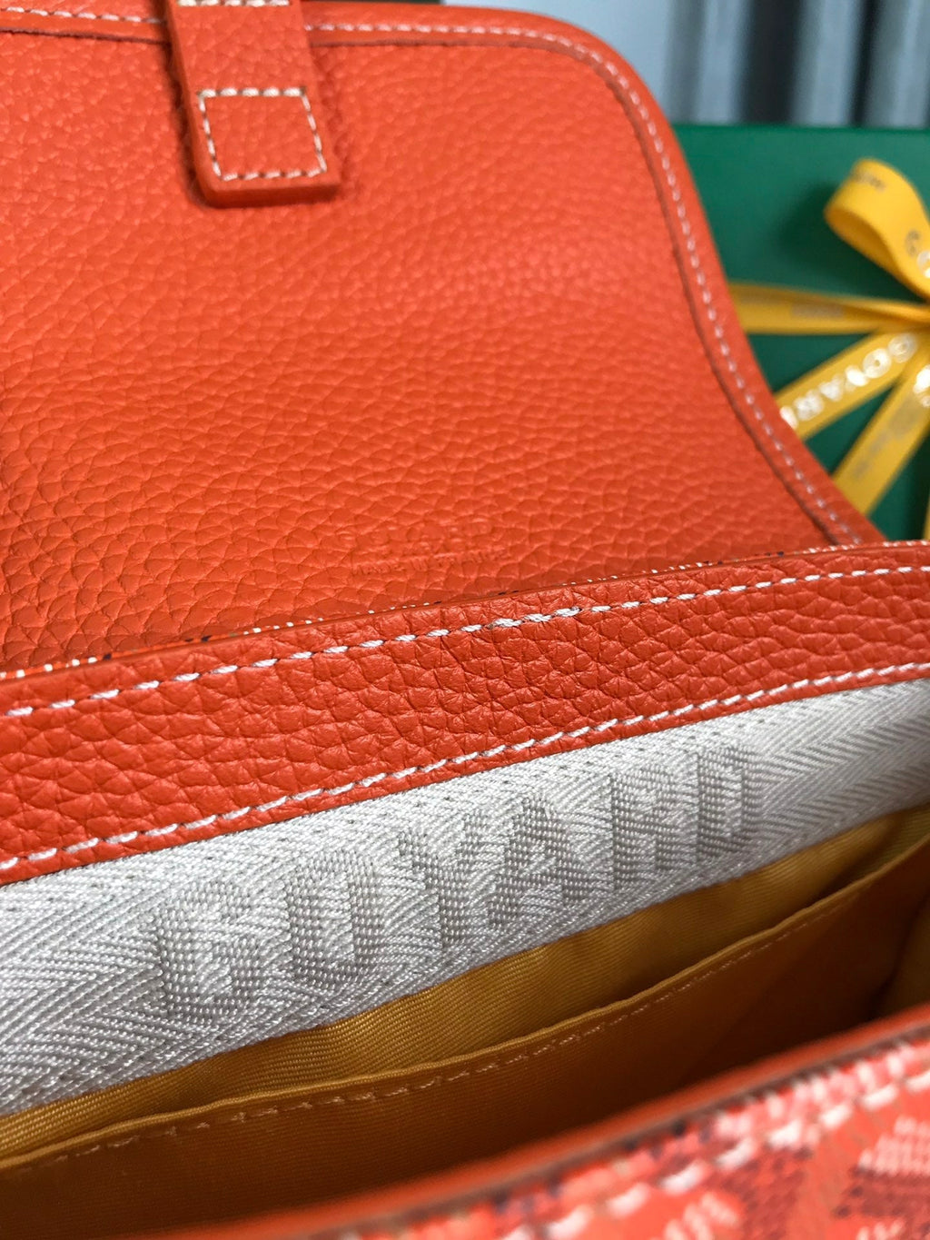 Goyard Grand Bleu 16 in Orange Goyardine Canvas and Lambskin Bag
