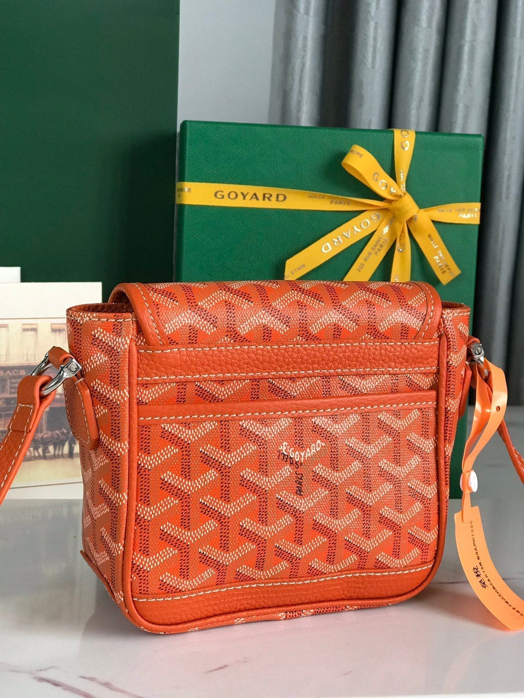 Goyard Grand Bleu 16 in Orange Goyardine Canvas and Lambskin Bag