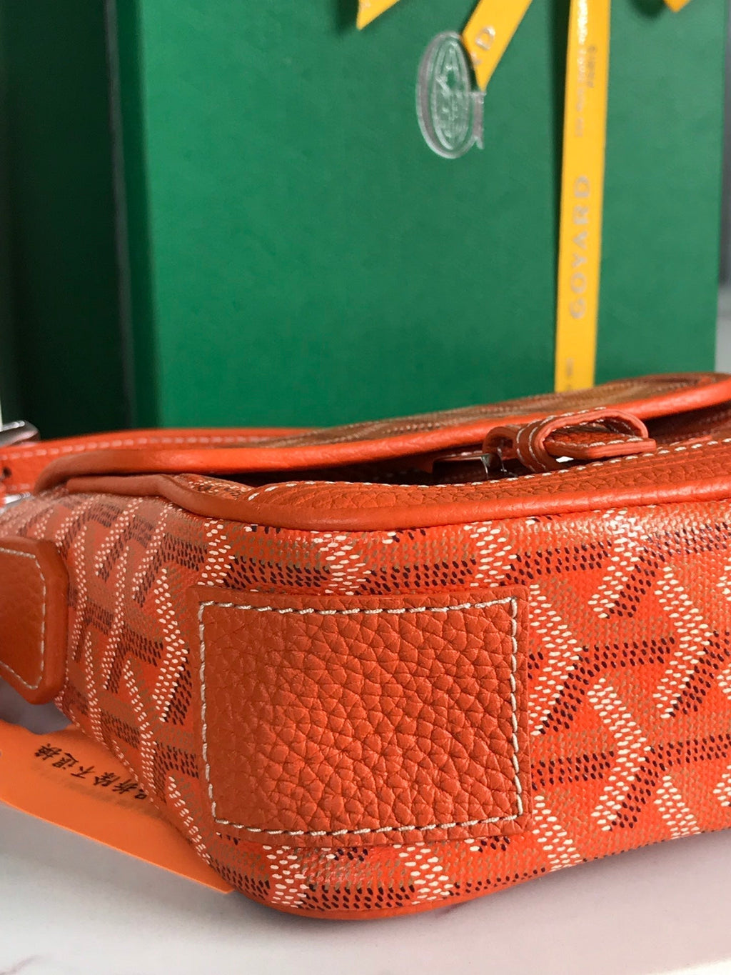 Goyard Grand Bleu 16 in Orange Goyardine Canvas and Lambskin Bag