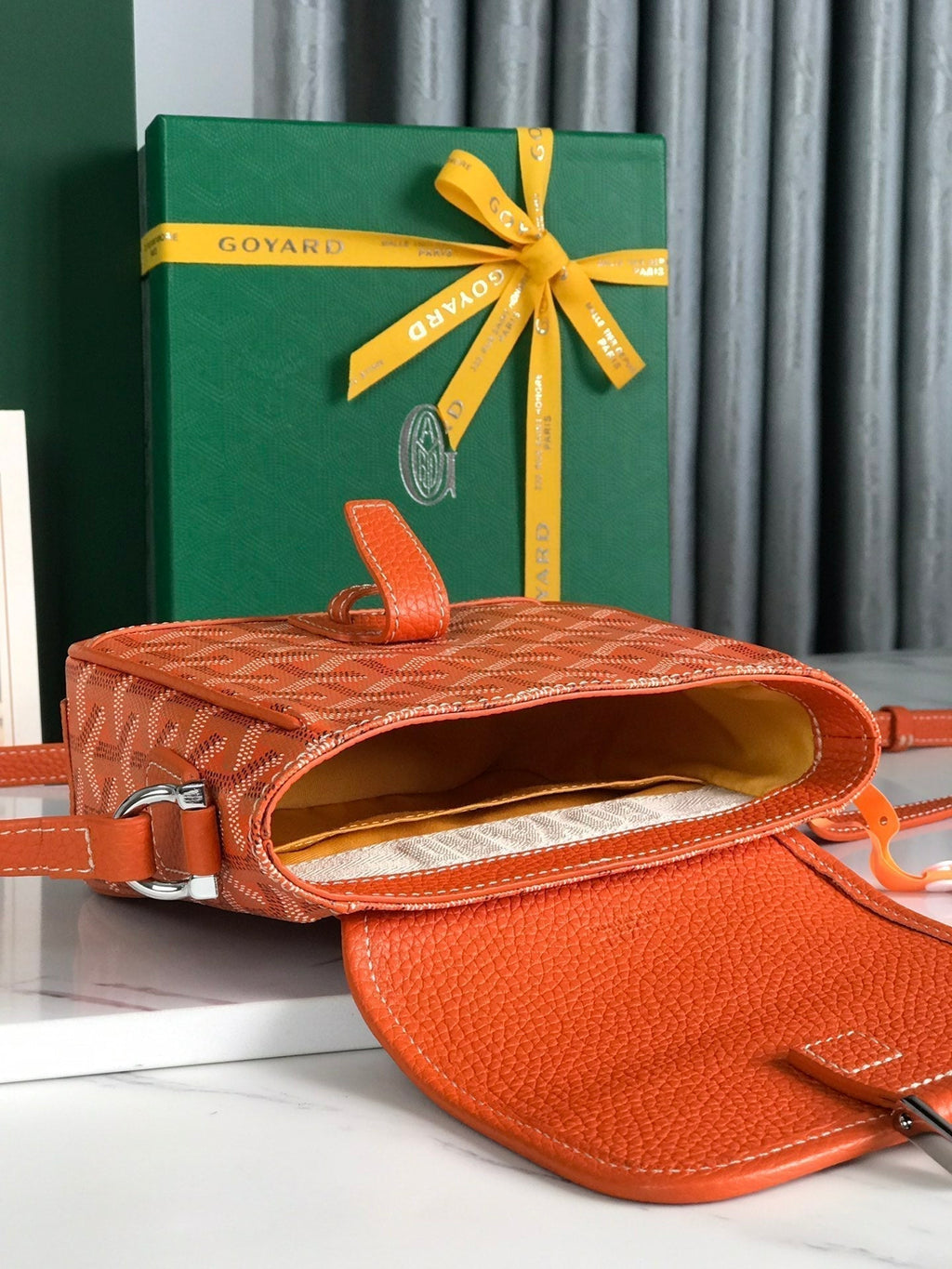 Goyard Grand Bleu 16 in Orange Goyardine Canvas and Lambskin Bag