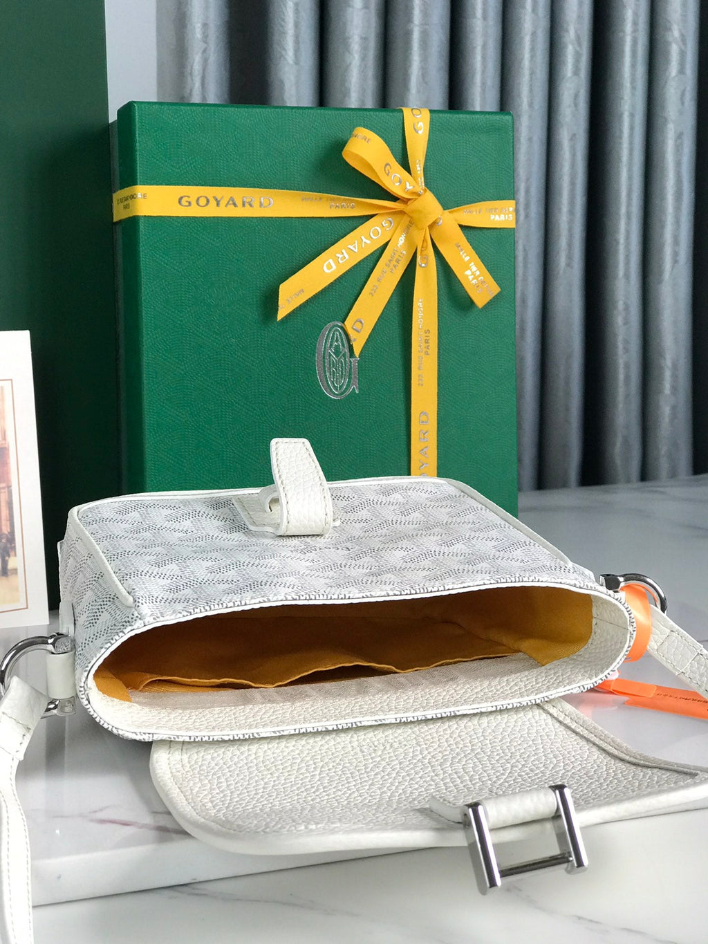 Goyard Grand Bleu 16 in White Goyardine Canvas and Lambskin Bag