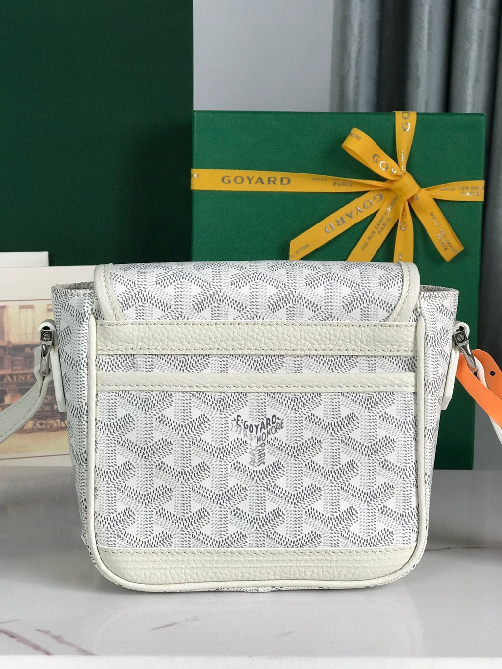 Goyard Grand Bleu 16 in White Goyardine Canvas and Lambskin Bag