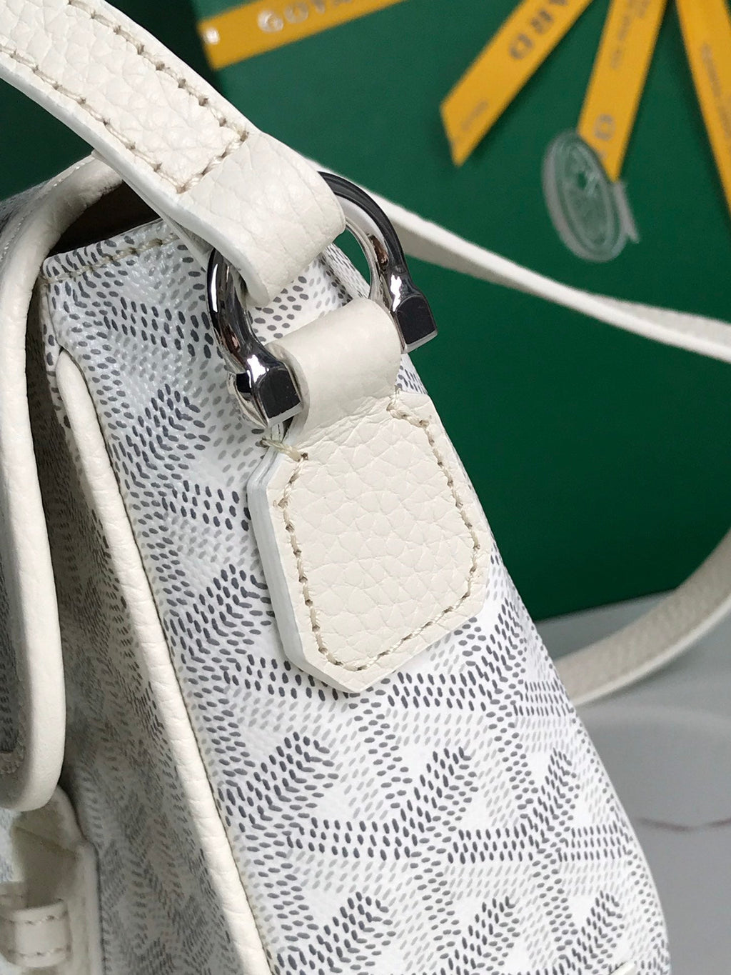 Goyard Grand Bleu 16 in White Goyardine Canvas and Lambskin Bag