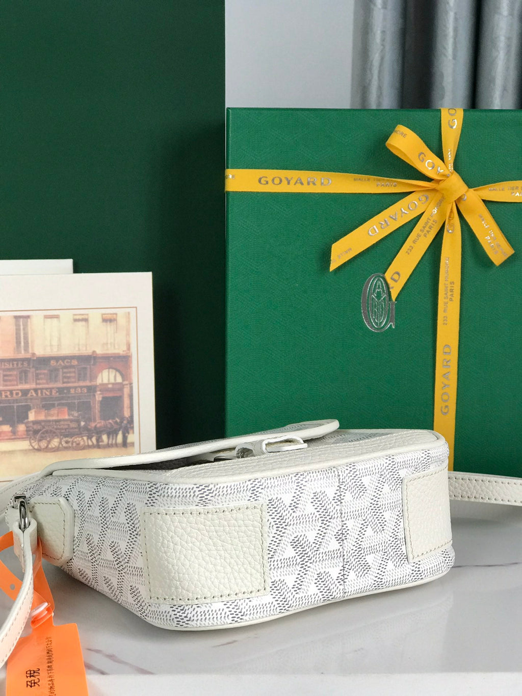 Goyard Grand Bleu 16 in White Goyardine Canvas and Lambskin Bag