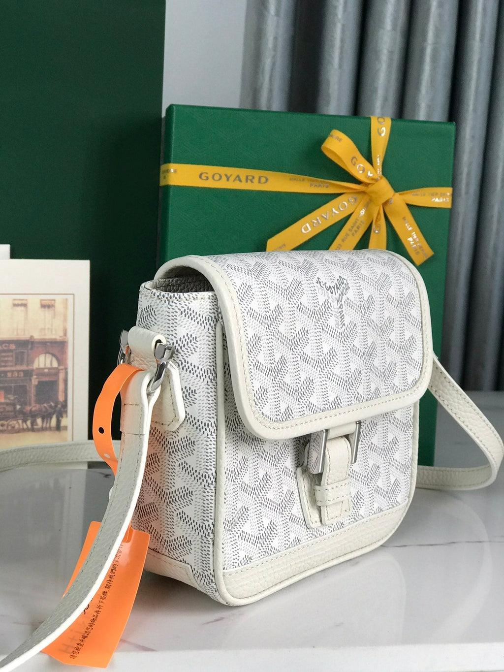 Goyard Grand Bleu 16 in White Goyardine Canvas and Lambskin Bag