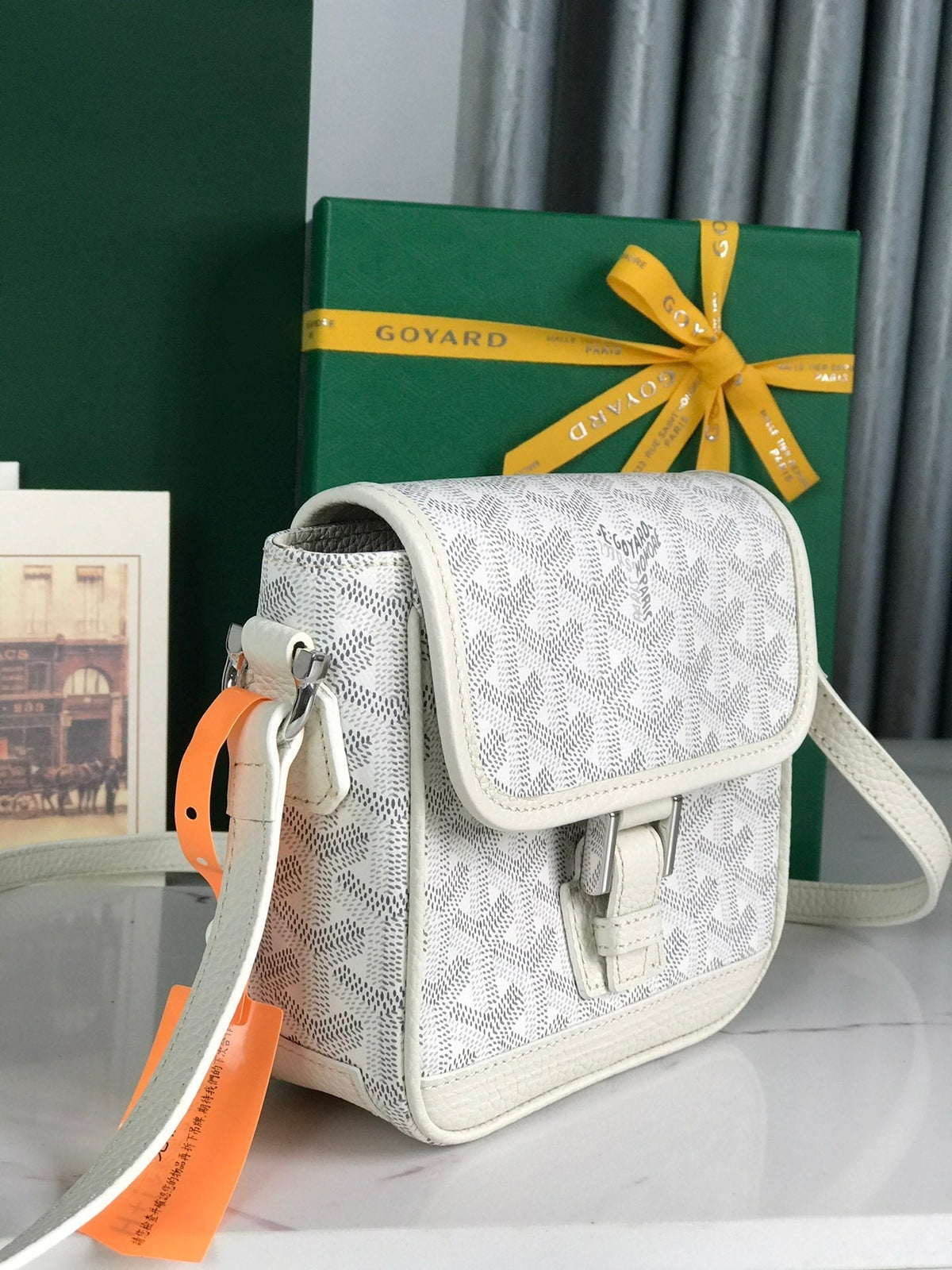 Goyard Grand Bleu 16 in White Goyardine Canvas and Lambskin Bag