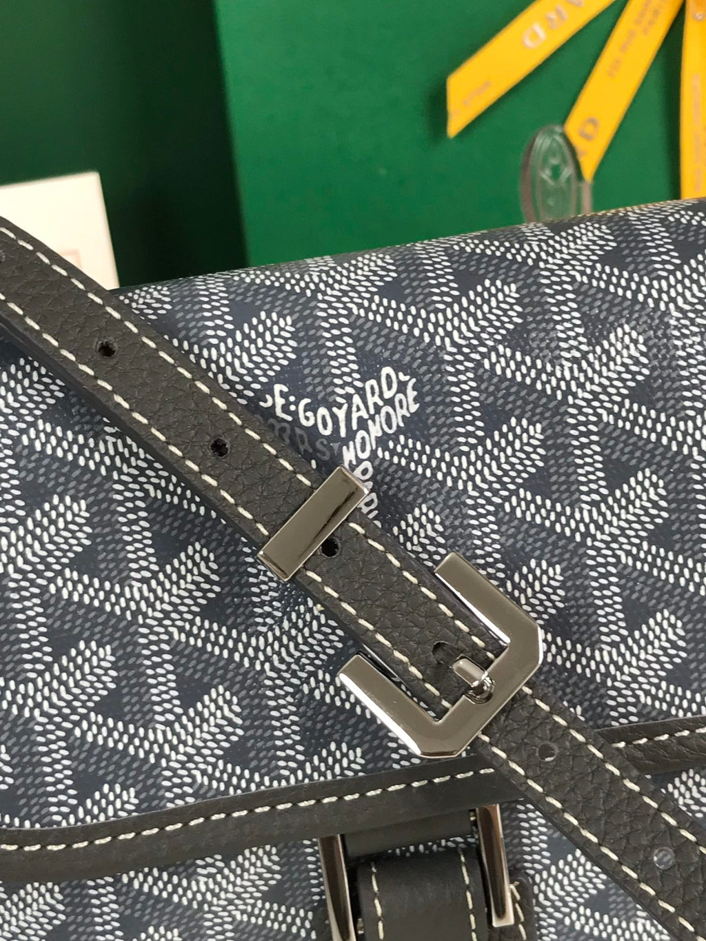Goyard Grand Bleu 16 in Gray Goyardine Canvas and Lambskin Bag