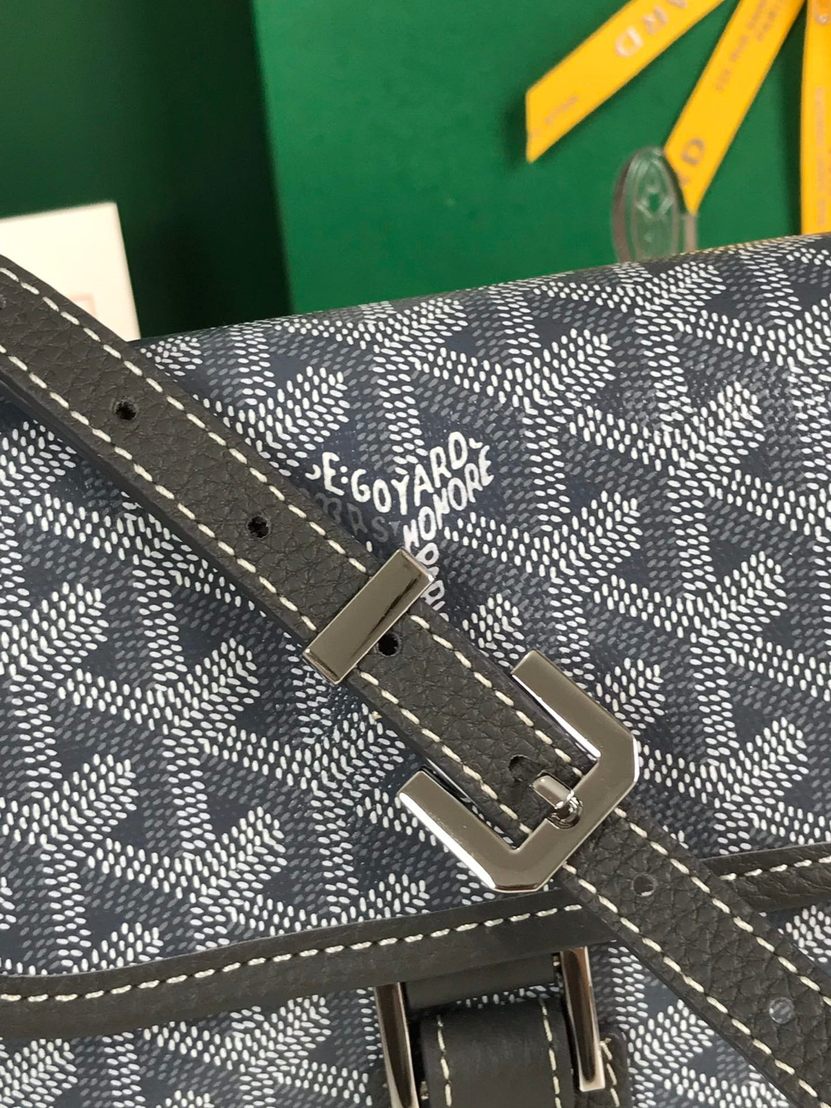Goyard Grand Bleu 16 in Gray Goyardine Canvas and Lambskin Bag