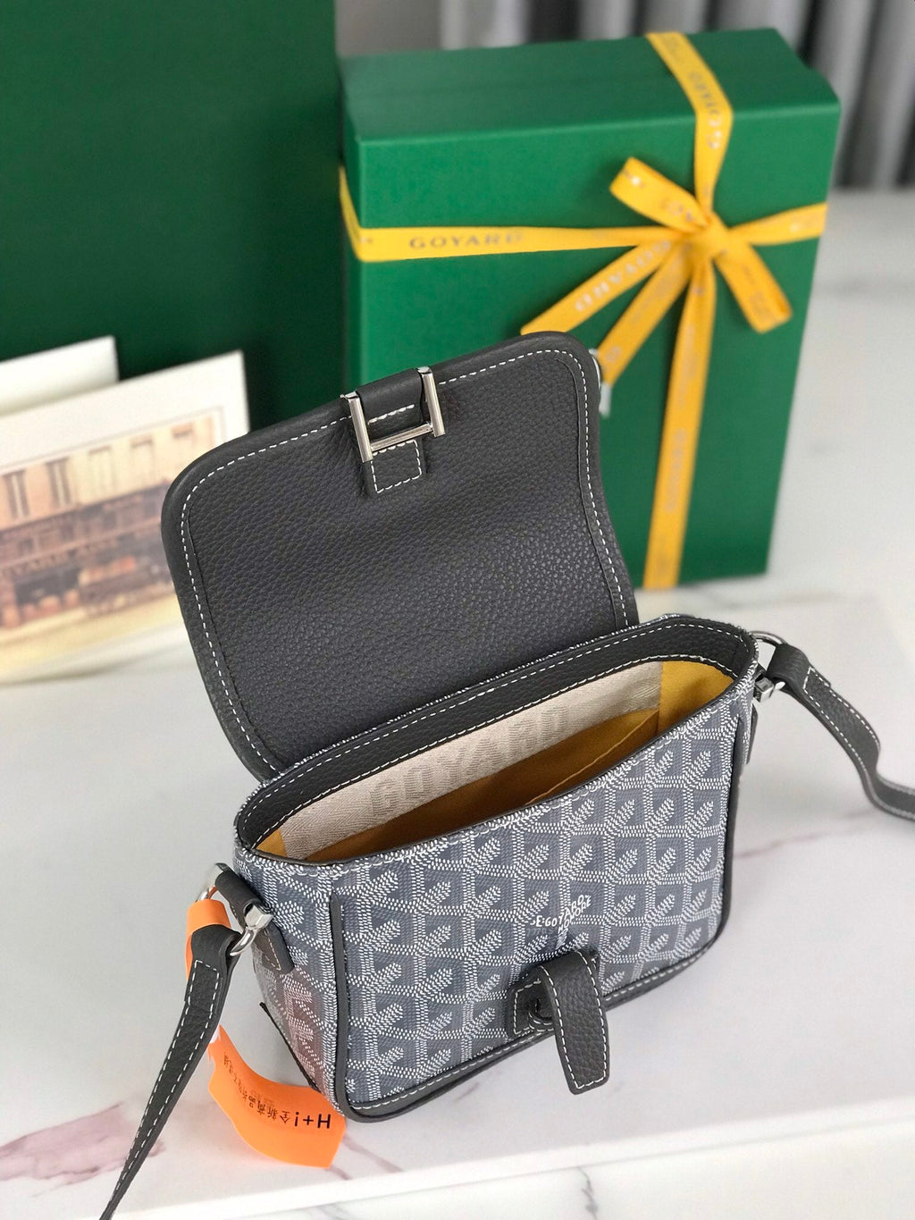 Goyard Grand Bleu 16 in Gray Goyardine Canvas and Lambskin Bag
