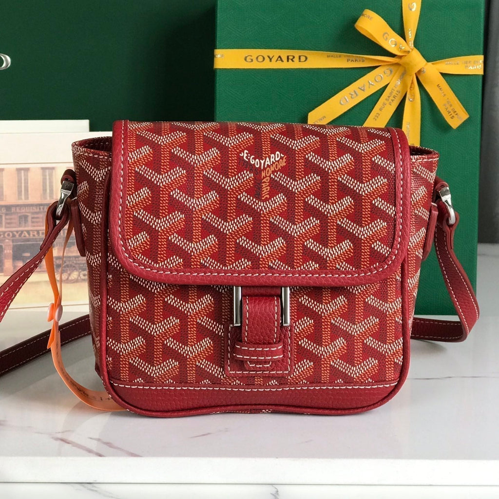 Goyard Grand Bleu 16 in Classic Red Goyardine Canvas and Lambskin Bag