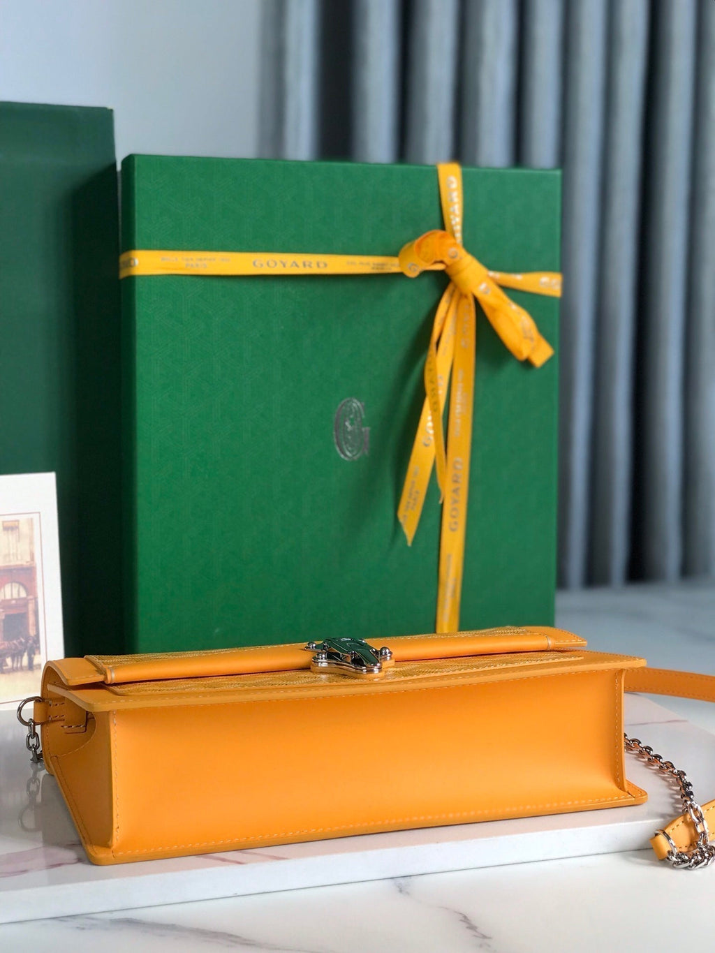 Goyard Duchesse Marie-Caroline Bag 25 in Yellow Goyardine Canvas and Smooth Calfskin