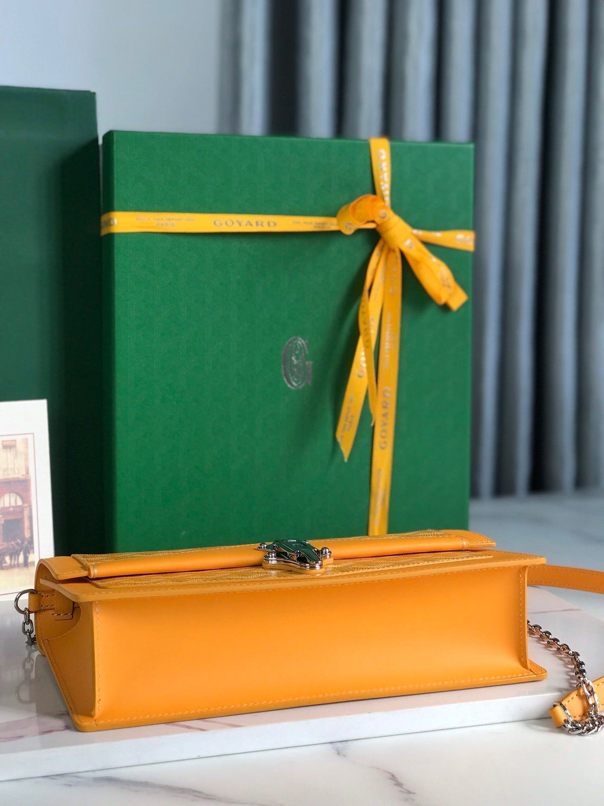Goyard Duchesse Marie-Caroline Bag 25 in Yellow Goyardine Canvas and Smooth Calfskin