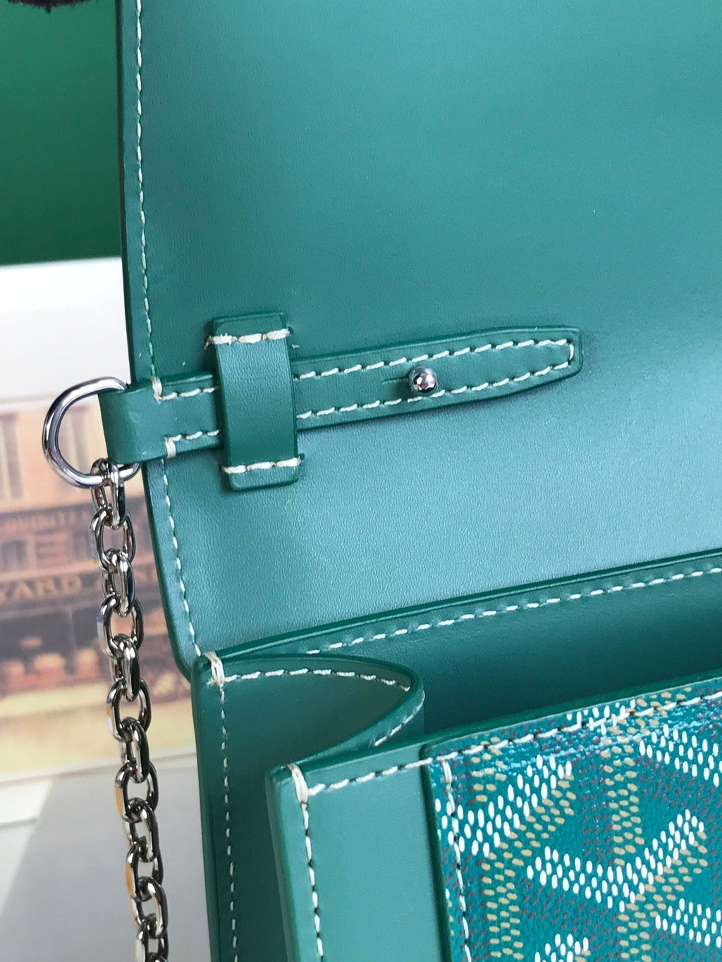 Goyard Duchesse Marie-Caroline Bag 25 in Green Goyardine Canvas and Smooth Calfskin