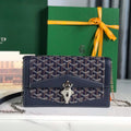 Goyard Duchesse Marie-Caroline Bag 25 in Navy Blue Goyardine Canvas and Smooth Calfskin