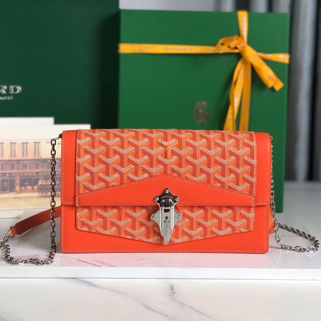 Goyard Duchesse Marie-Caroline Bag 25 in Orange Goyardine Canvas and Smooth Calfskin