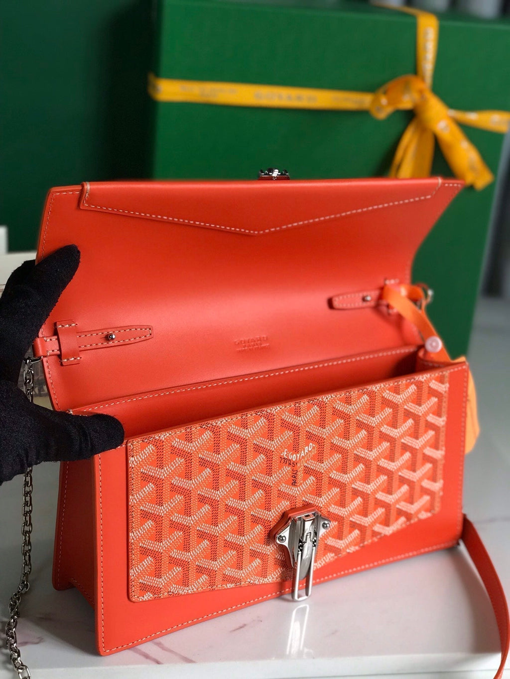 Goyard Duchesse Marie-Caroline Bag 25 in Orange Goyardine Canvas and Smooth Calfskin