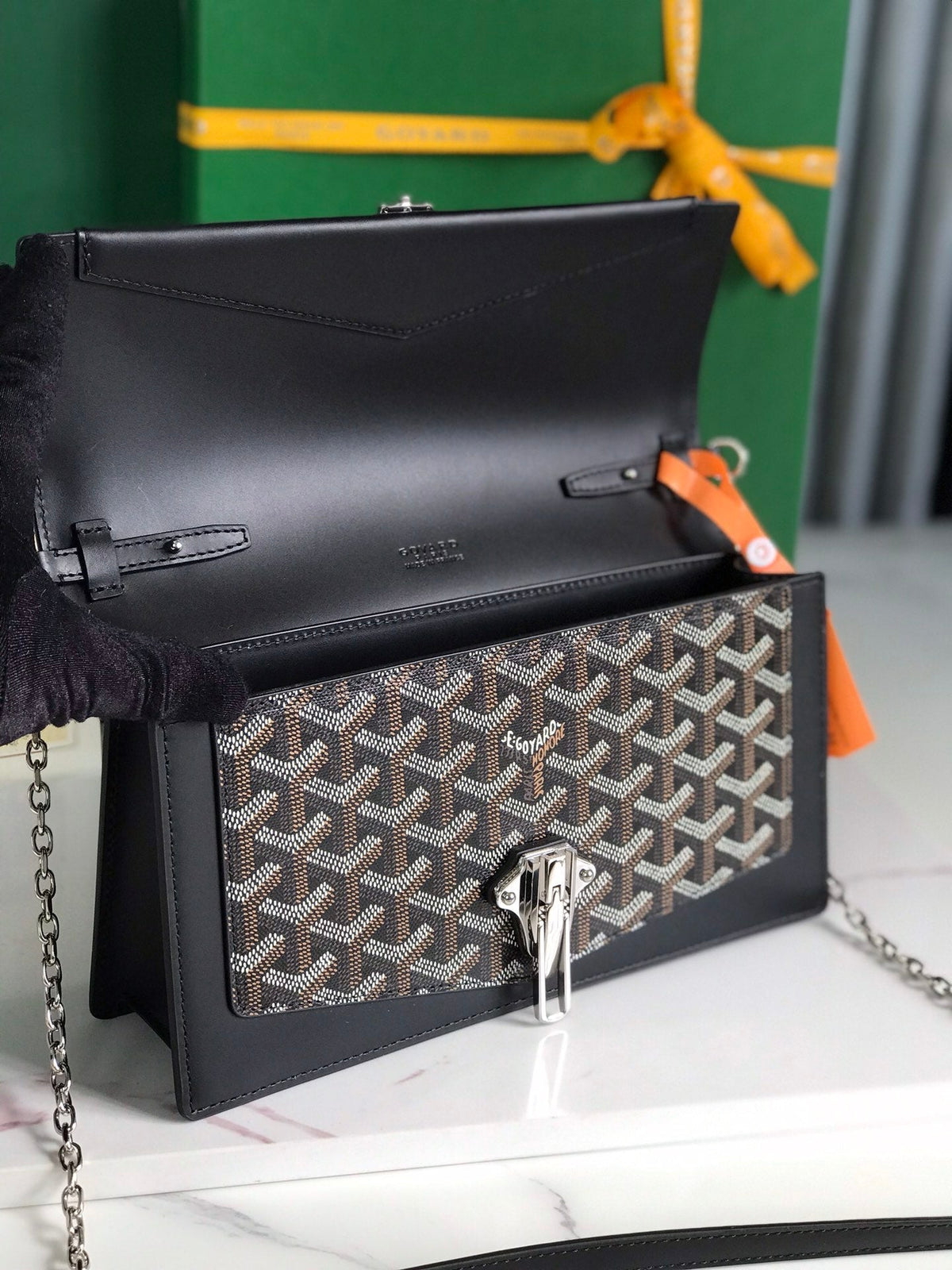 Goyard Duchesse Marie-Caroline Bag 25 in Black Goyardine Canvas and Smooth Calfskin
