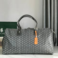 Goyard Boston 50 Bag in Gray Goyardine Canvas and Calfskin Trim