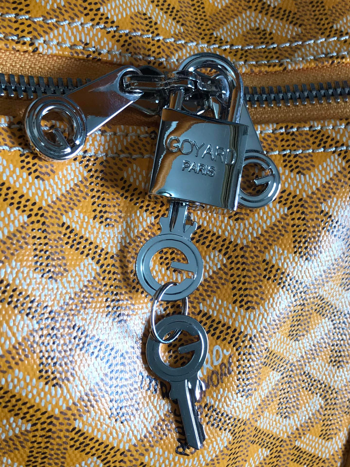 Goyard Boston 50 Bag in Yellow Goyardine Canvas and Calfskin Trim