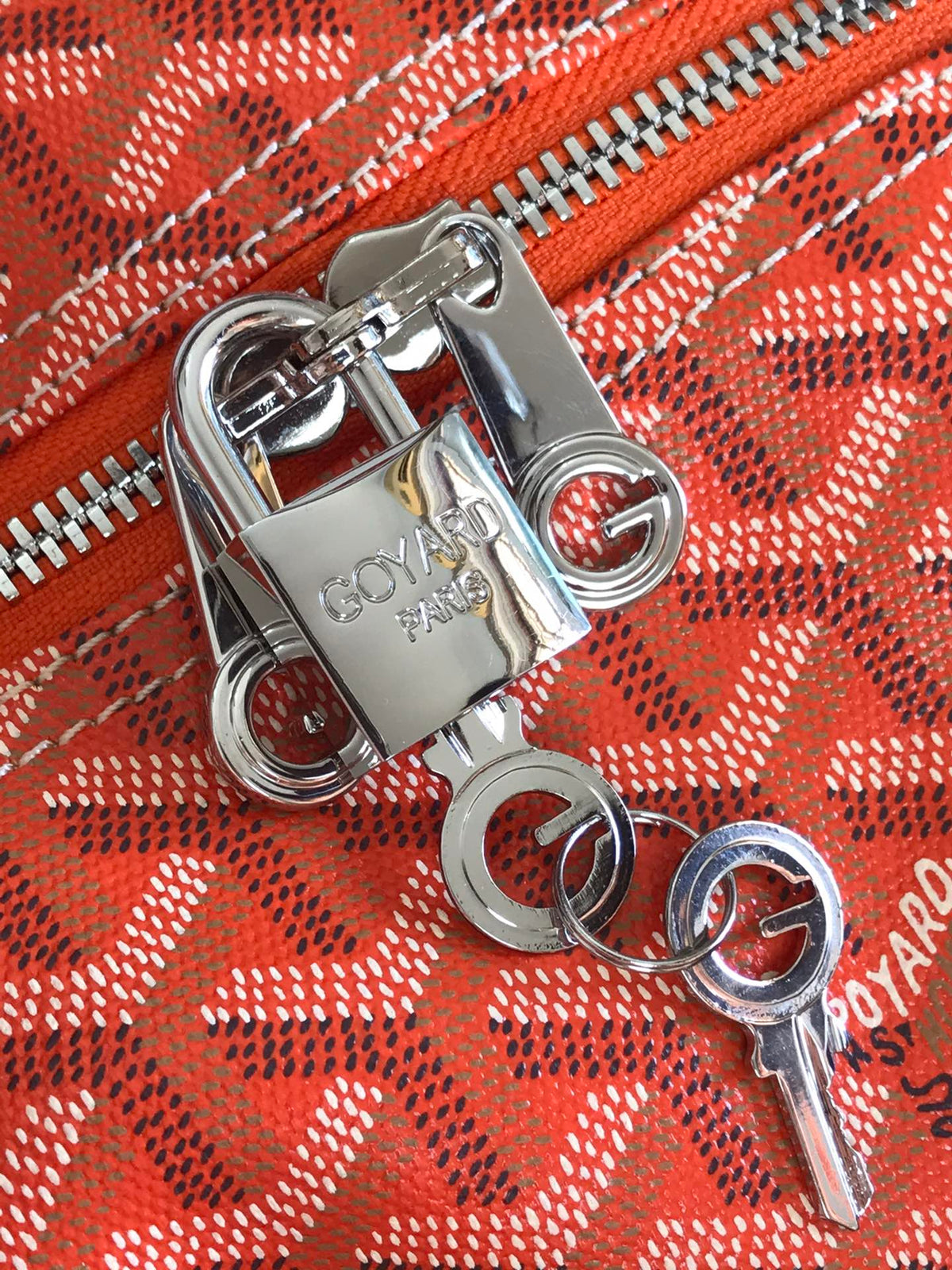 Goyard Boston 50 Bag in Orange Goyardine Canvas and Calfskin Trim