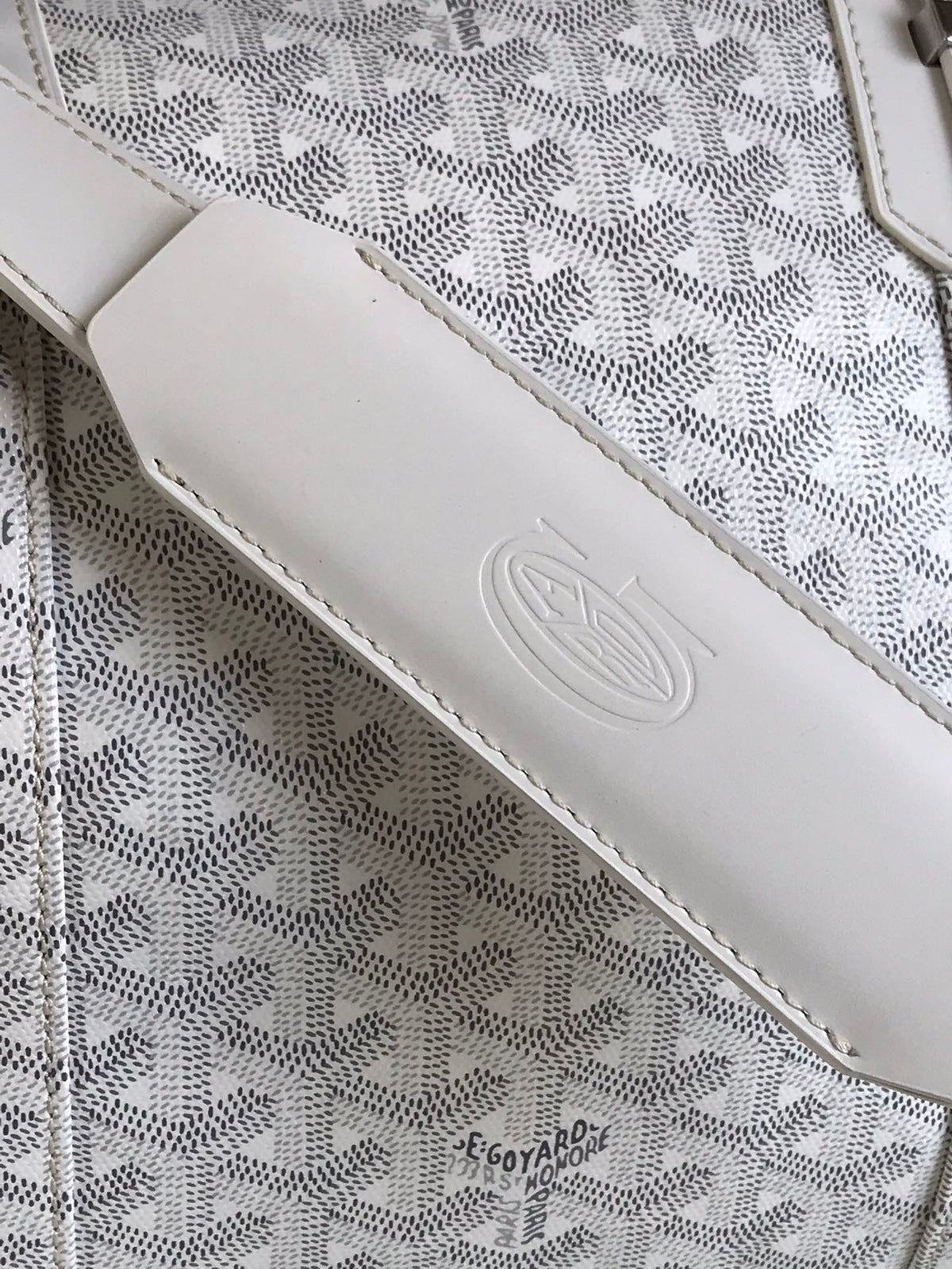 Goyard Boston 50 Bag in White Goyardine Canvas and Calfskin Trim