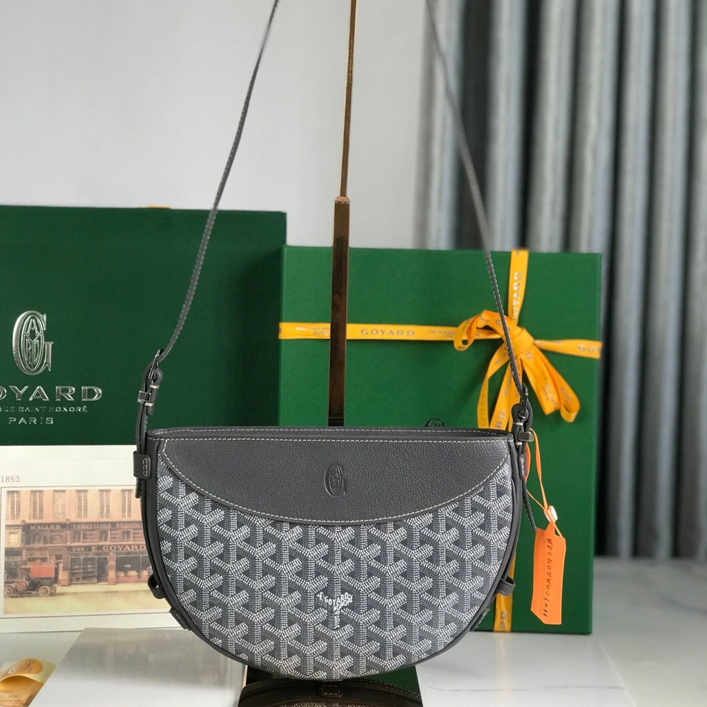 Goyard Hirondelle Bag 25 in Gray Lambskin and Goyardine Canvas