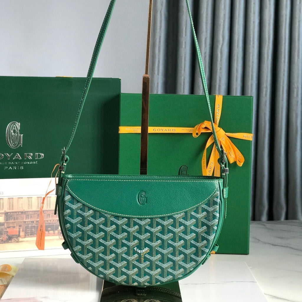Goyard Hirondelle Bag 25 in Green Lambskin and Goyardine Canvas
