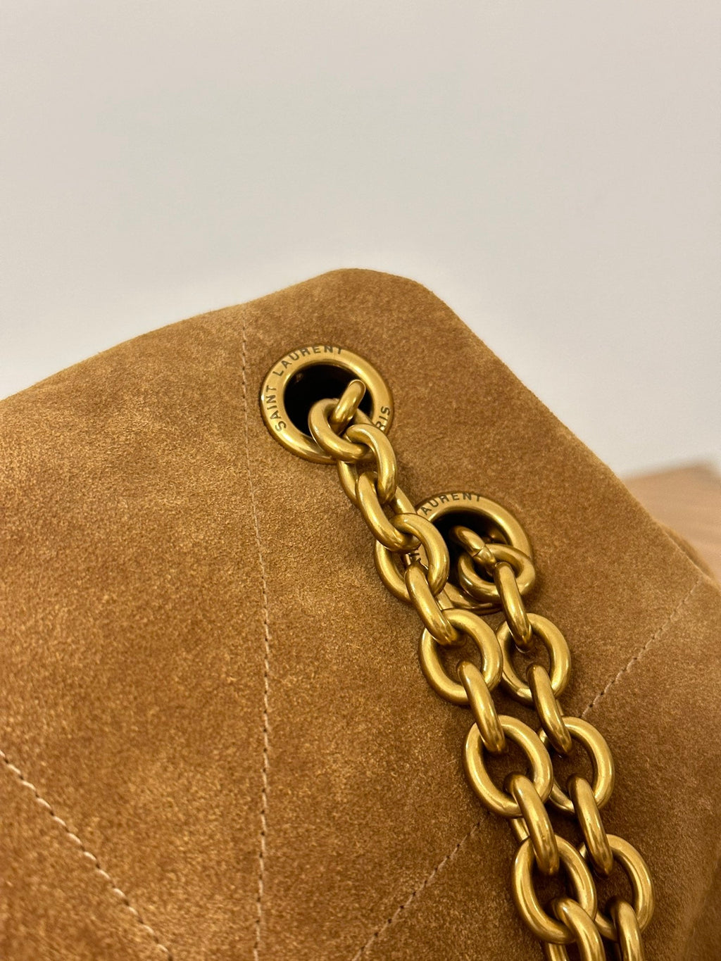 Saint Laurent Jamie 43 Large Suede Caramel Brown Bag